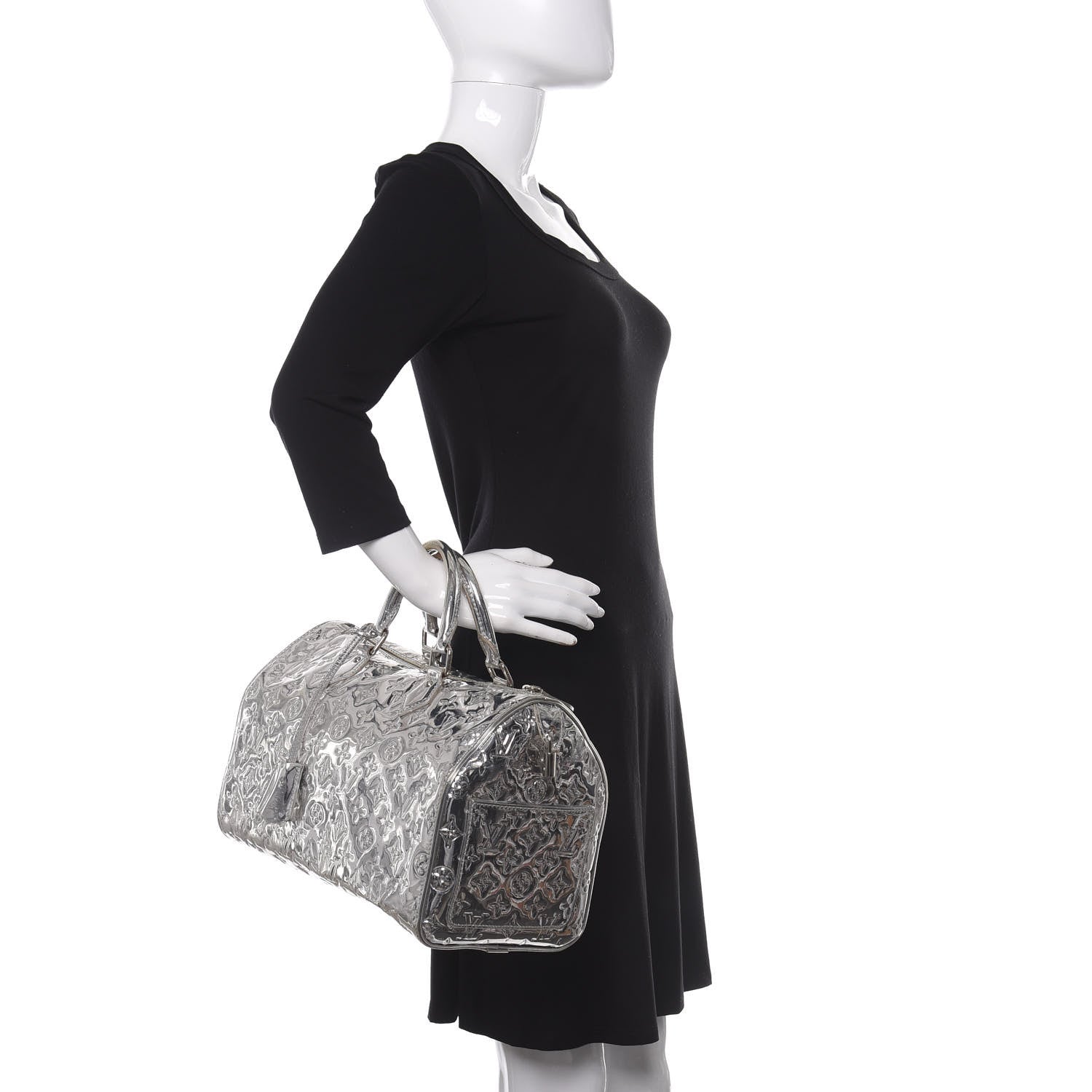 Louis Vuitton Monogram Miroir Speedy 35 Silver 2 of 10