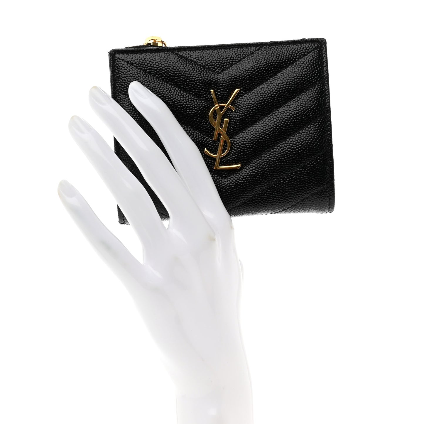 Grain De Poudre Matelasse Chevron Monogram Zipped Card Case Black