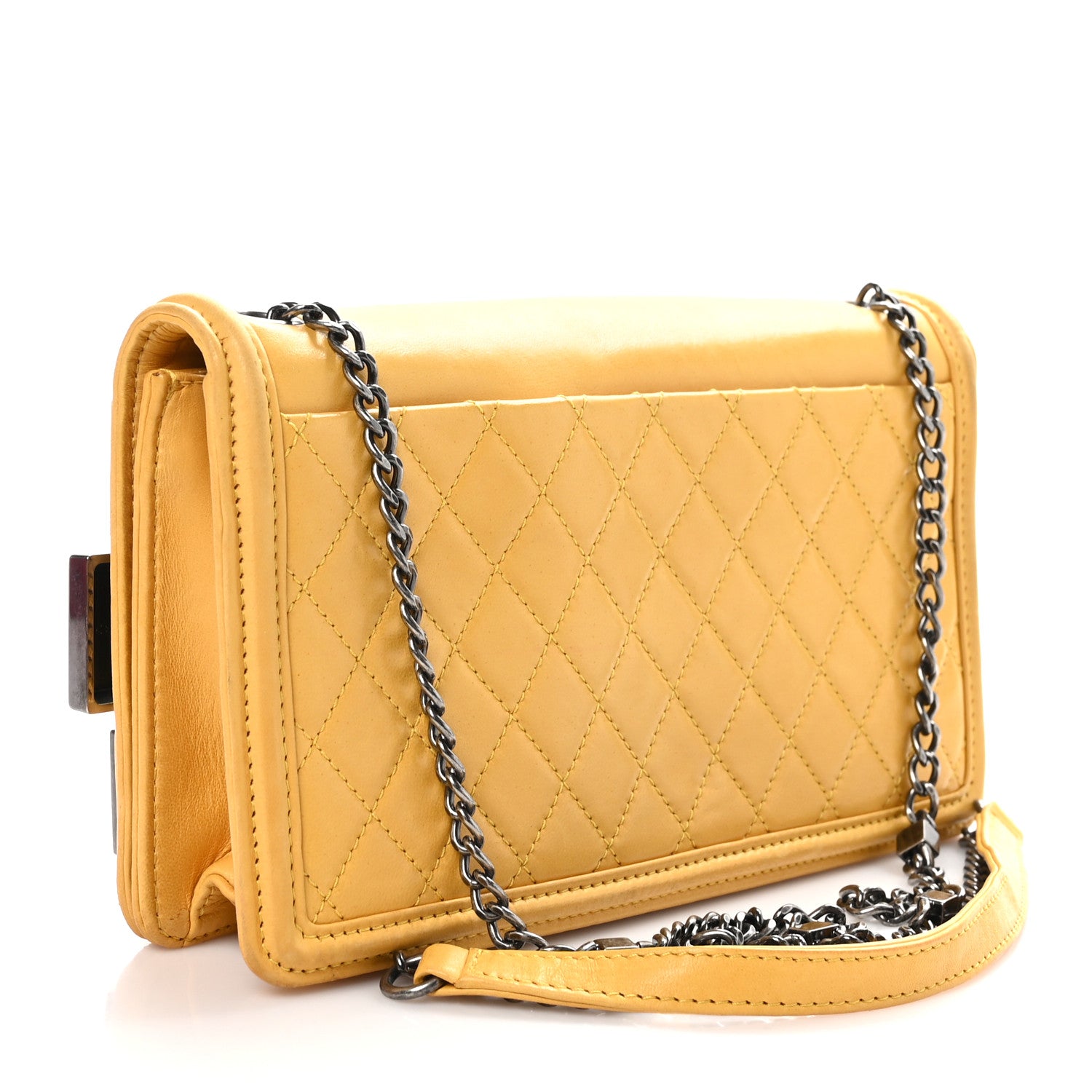 Chanel Lambskin Horizontal Boy Brick Flap Yellow 3 of 11