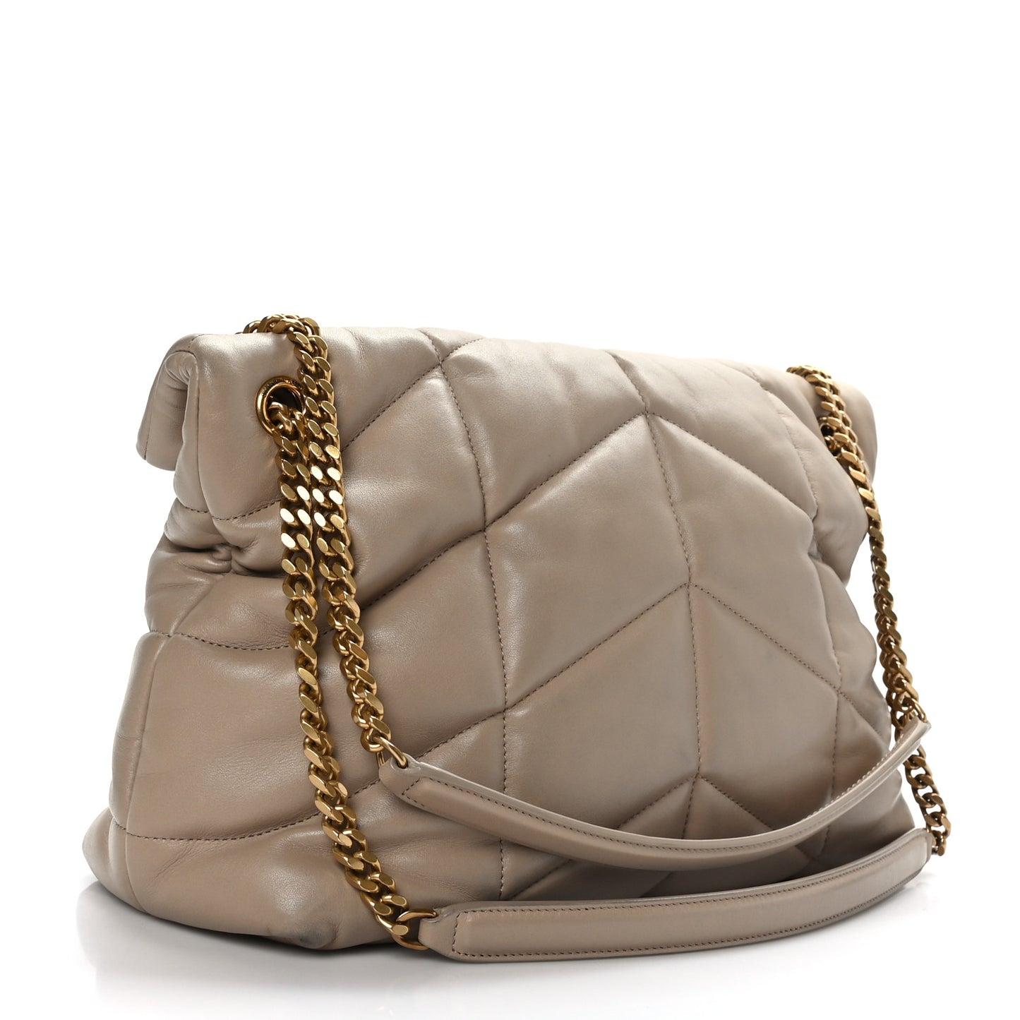Lambskin Quilted Medium Loulou Puffer Monogram Chain Satchel Dark Beige