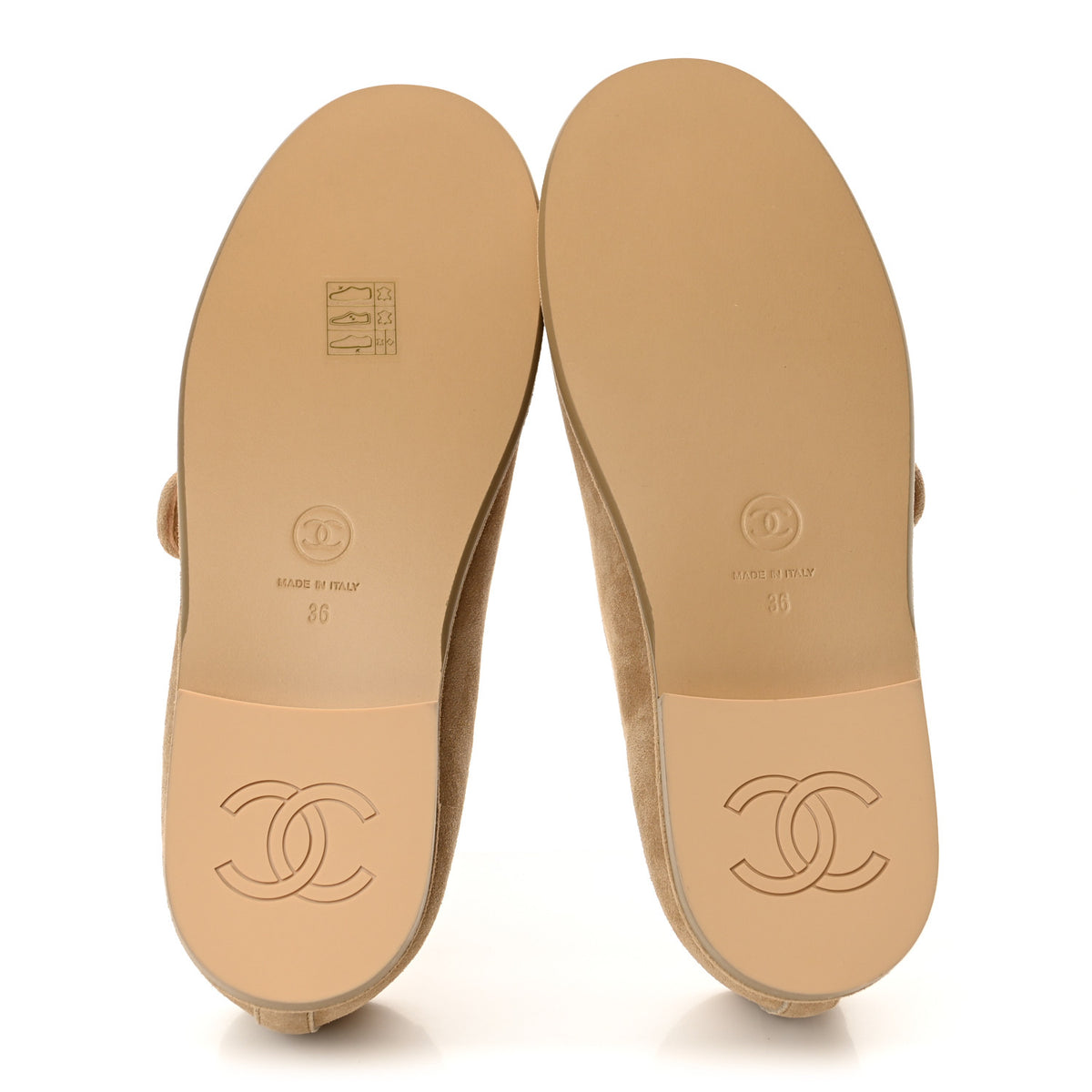 Chanel Suede Cap Toe CC Mary Jane Flats 36 Beige 6 of 10