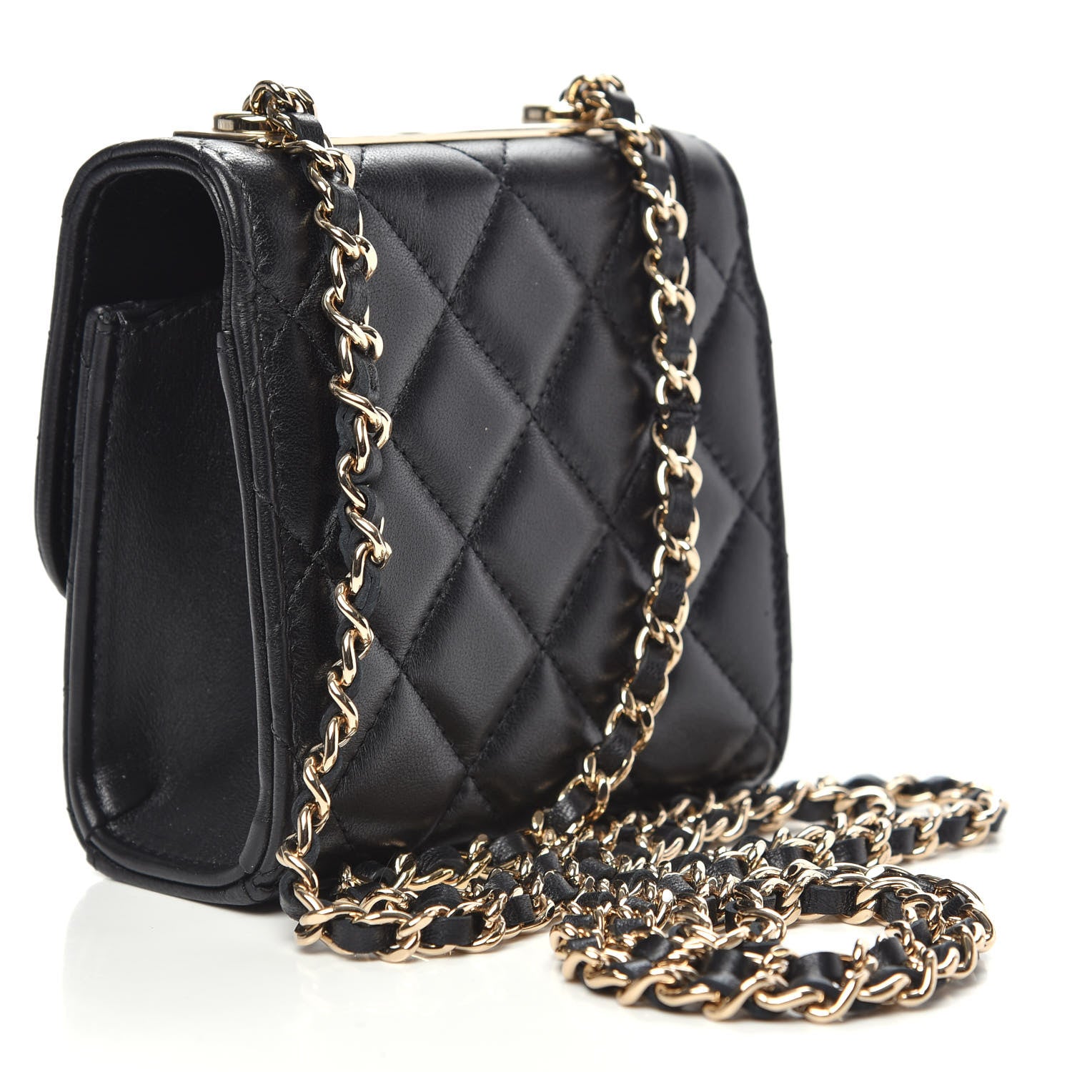 Chanel Lambskin Quilted Mini Trendy CC Chain Wallet Black 3 of 10