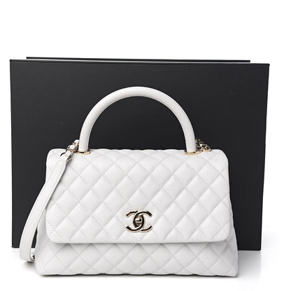Chanel Caviar Quilted Small Coco Handle Flap Light Grey 9 of 9