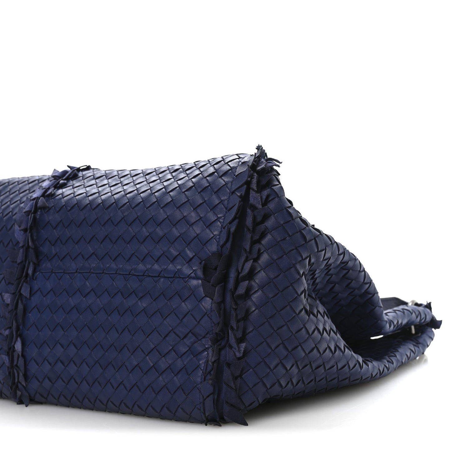 Nappa Intrecciato Large Franges Shoulder Bag Blue