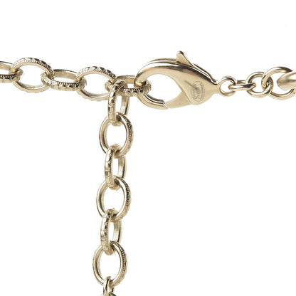 Chanel Metal Pearl Chain CC Paris Pendant Necklace Light Gold 4 of 5