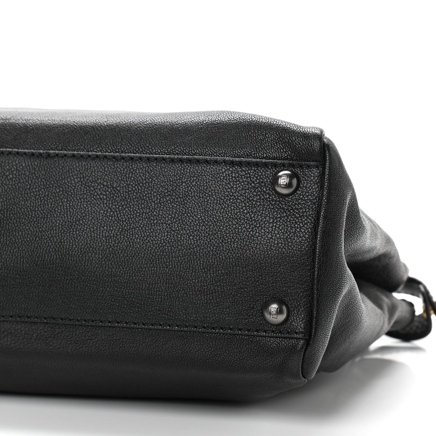 Fendi Goatskin Zucca Medium Peekaboo Iconic Satchel Black Tobacco 10 of 14