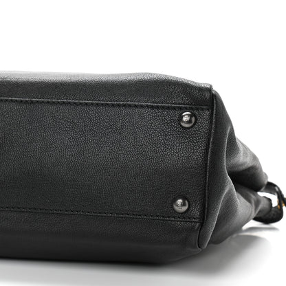 Fendi Goatskin Zucca Medium Peekaboo Iconic Satchel Black Tobacco 10 of 14