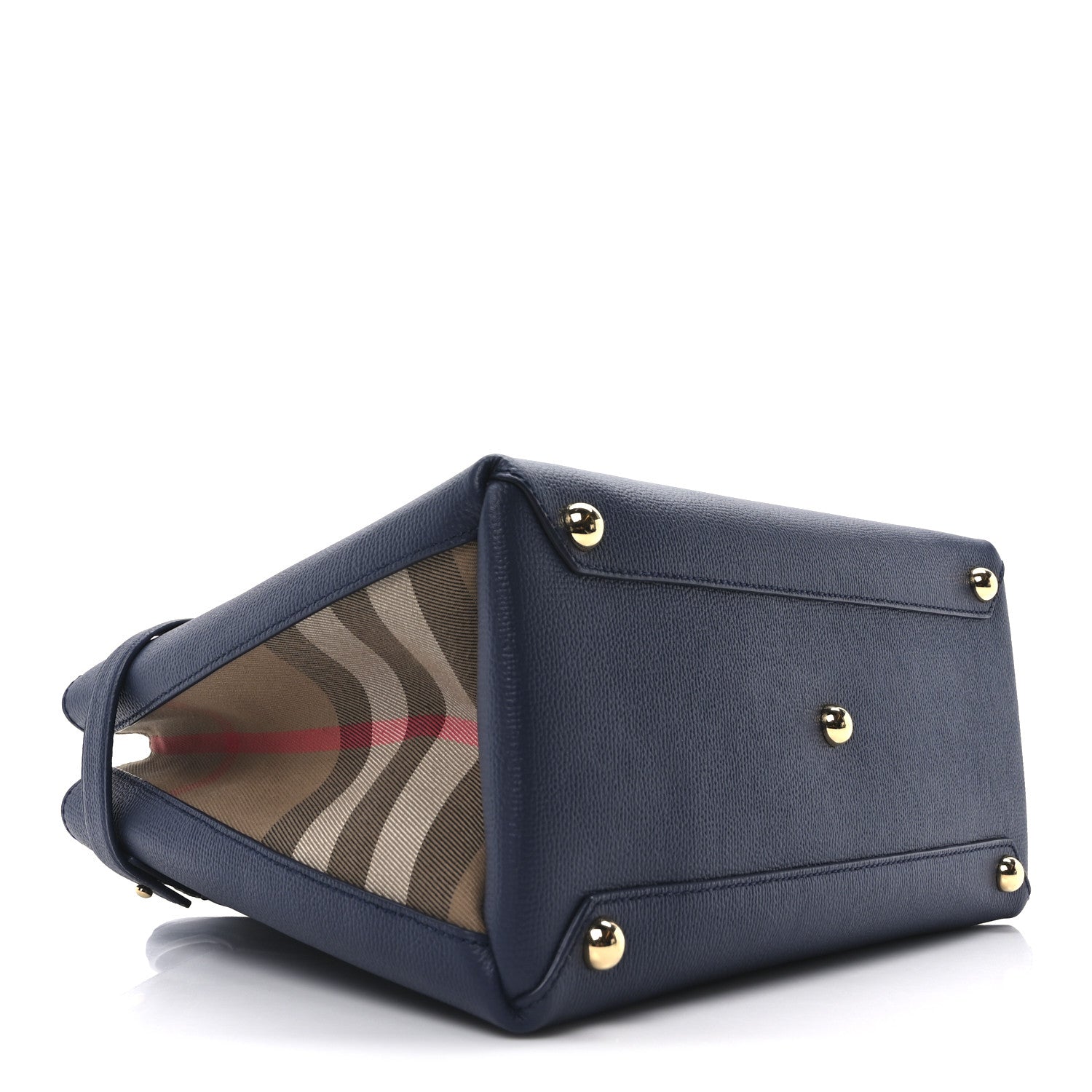 Burberry Derby Calfskin House Check Medium Banner Tote Ink Blue 4 of 10