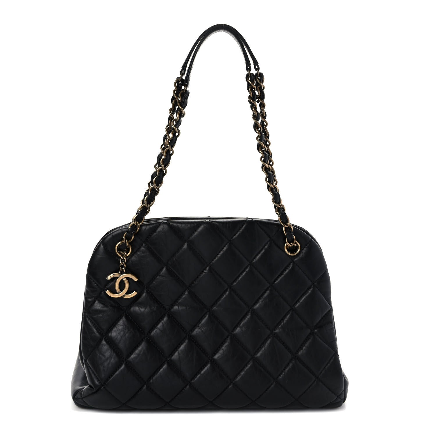 Chanel Aged Calfskin Large Just Mademoiselle Bowling Bag Black 1 of 9