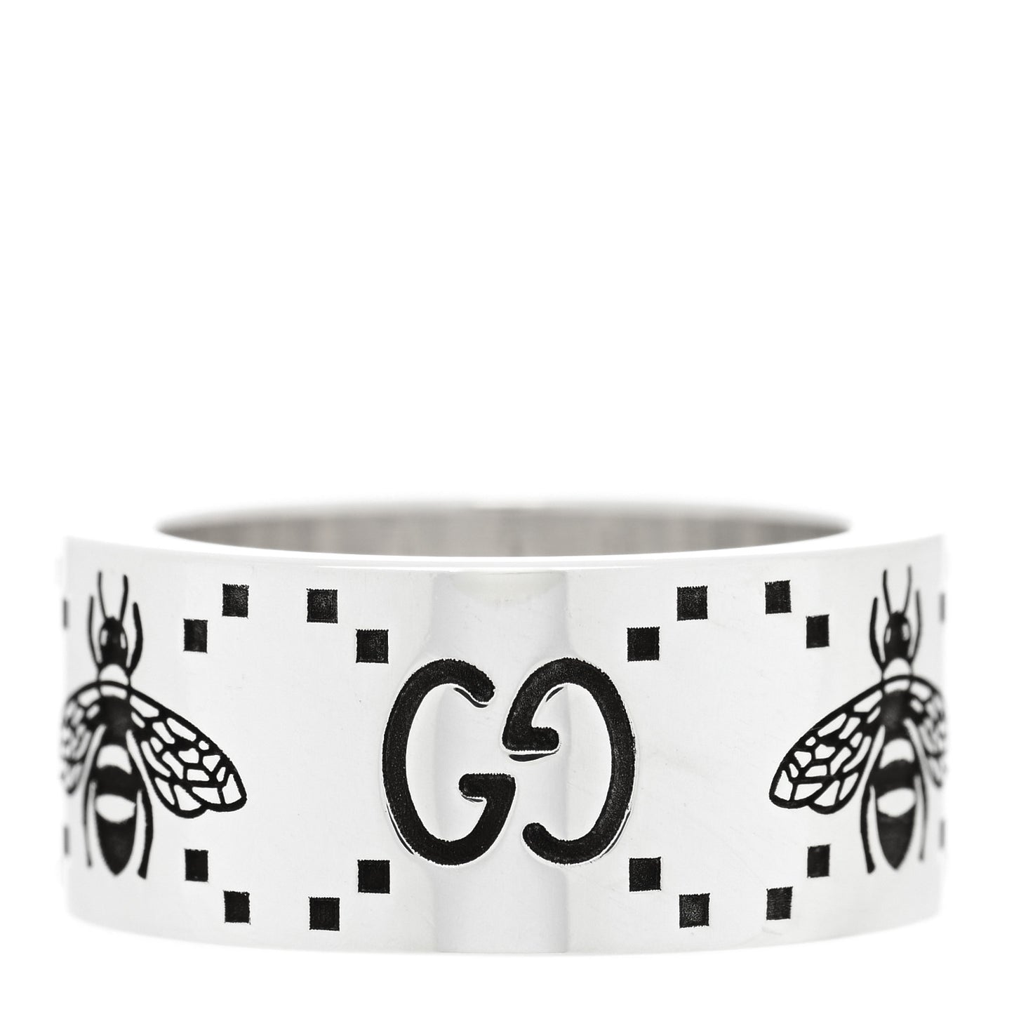 Sterling Silver GG Bee Wide Band Ring 51 5.75