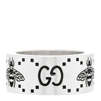 Gucci Sterling Silver GG Bee Wide Band Ring 51 5.75 3 of 4
