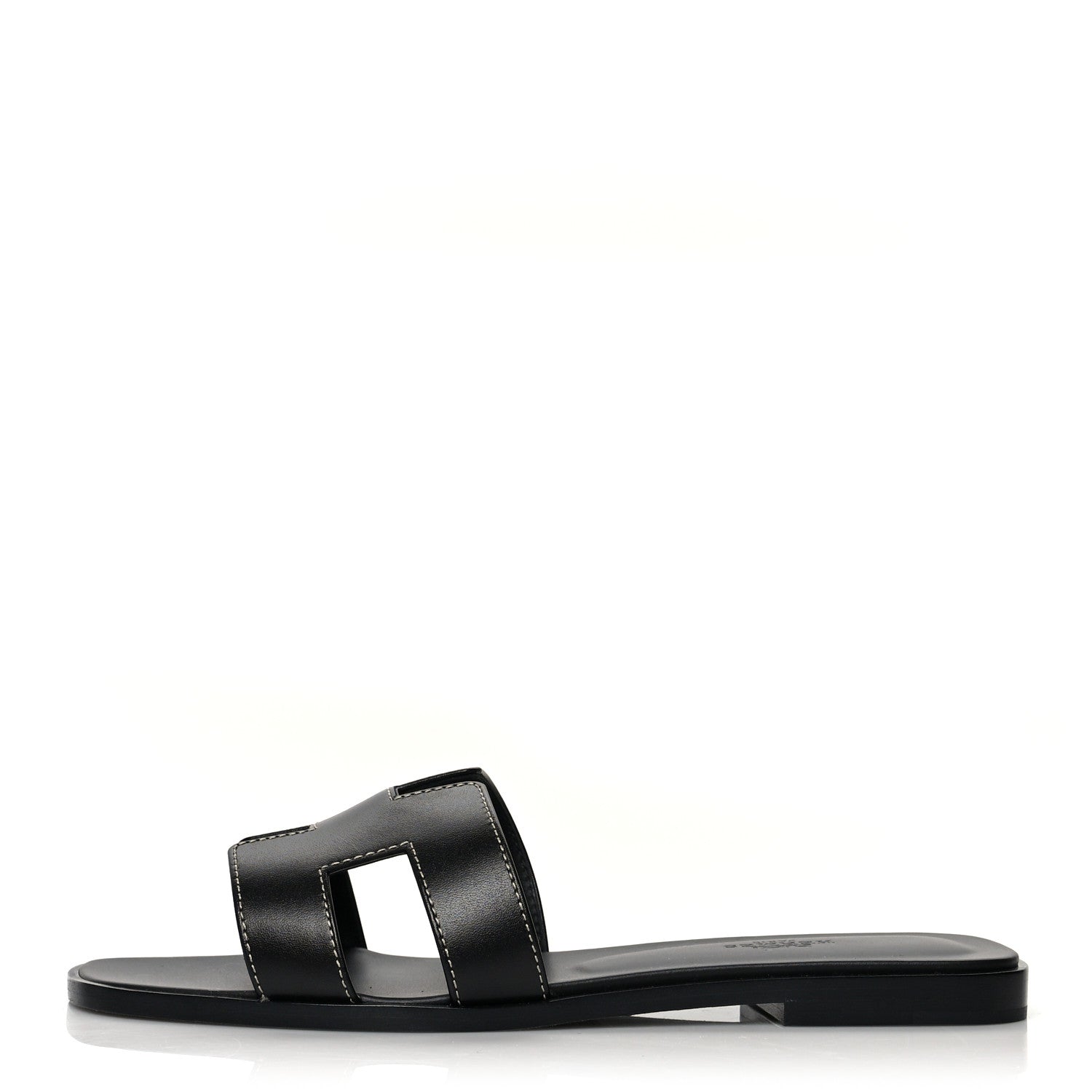 Hermes Box Calfskin Oran Sandals 38 Black 1 of 9