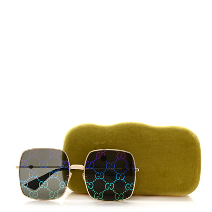 Gucci Metal Rectangular Frame Sunglasses GG0414S Gold Multicolor 7 of 7