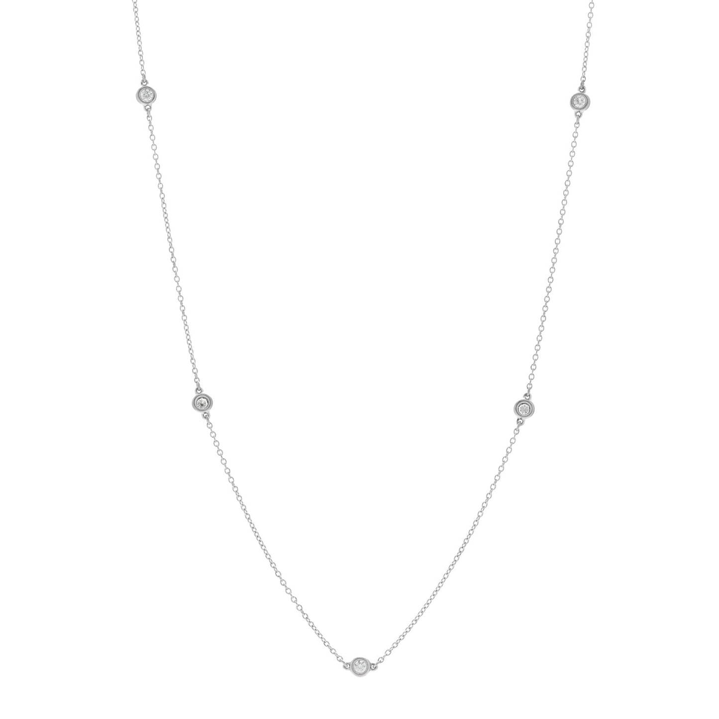 Sterling Silver Diamond .35ctw Elsa Peretti Diamonds by the Yard Five Station Necklace