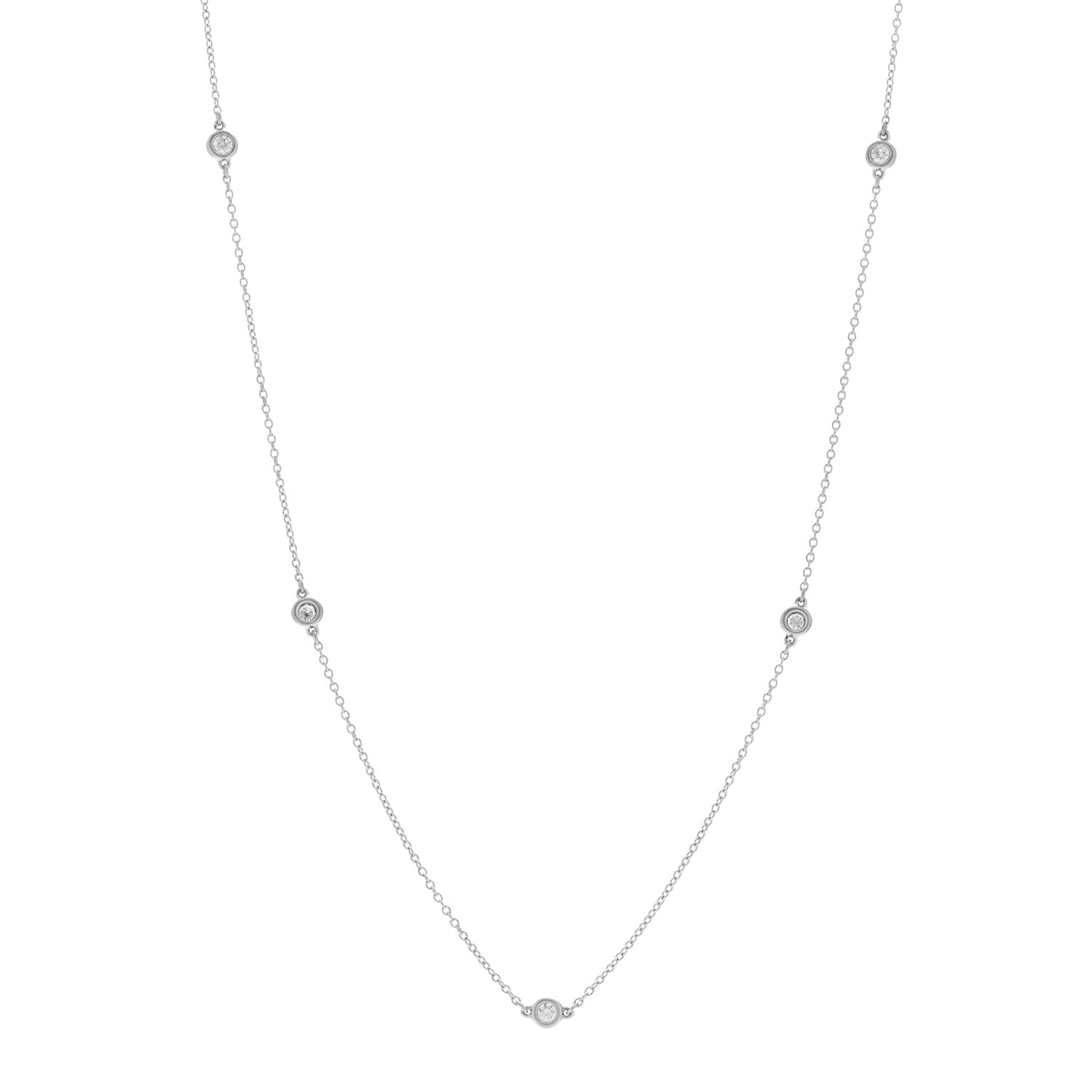 Tiffany Sterling Silver Diamond .35ctw Elsa Peretti Diamonds by the Yard Five Station Necklace 1 of 4