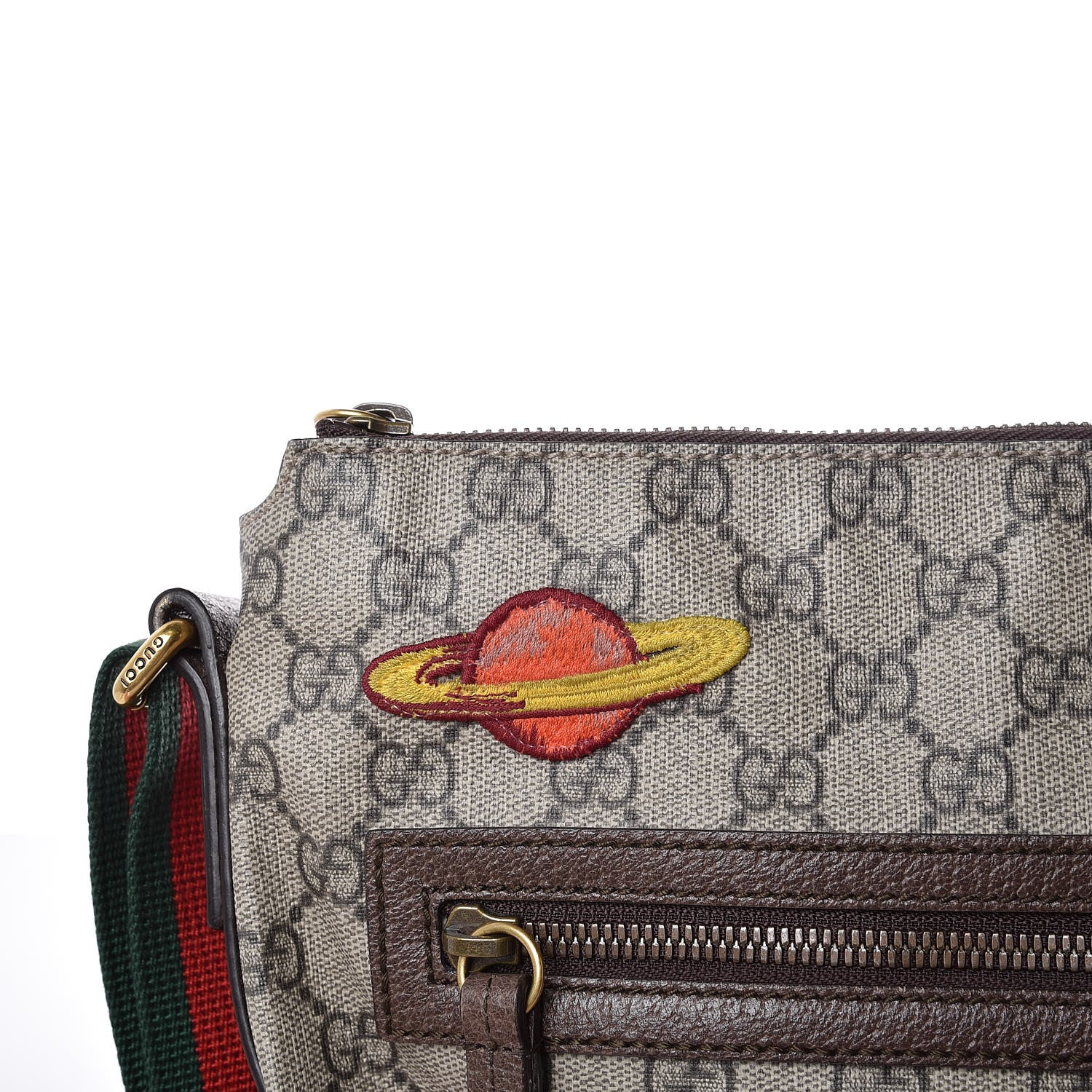 Gucci Soft GG Supreme Monogram Courrier Web Medium Flat Messenger Bag Beige New Acero Multicolor 8 of 10