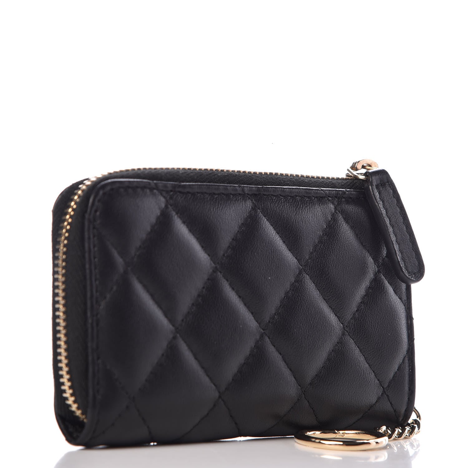 Chanel Lambskin Quilted Key Holder Case Black 3 of 8