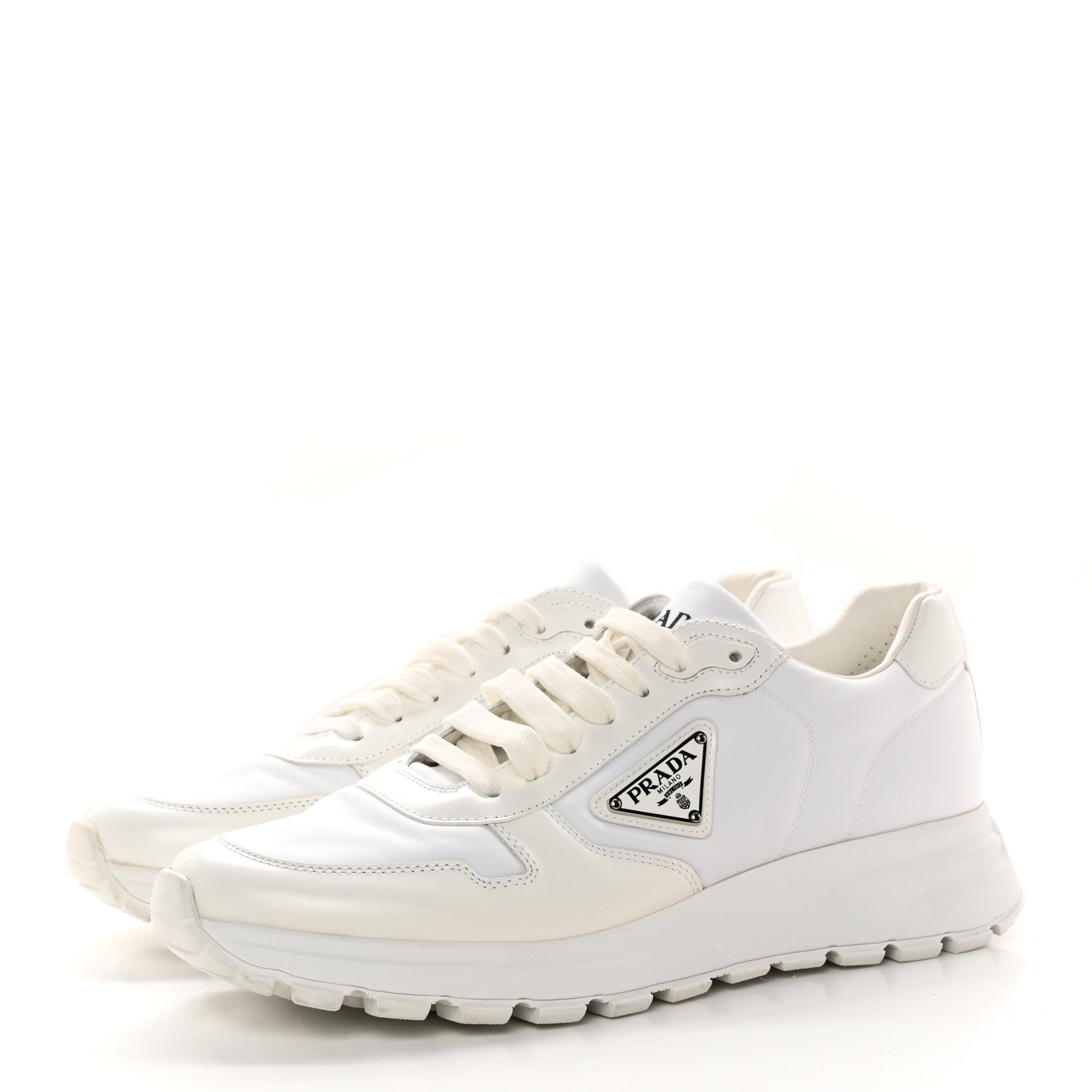 Prada Re-Nylon Spazzolato Triangle Mens Prax 01 45mm Sneakers 8 White 3 of 14