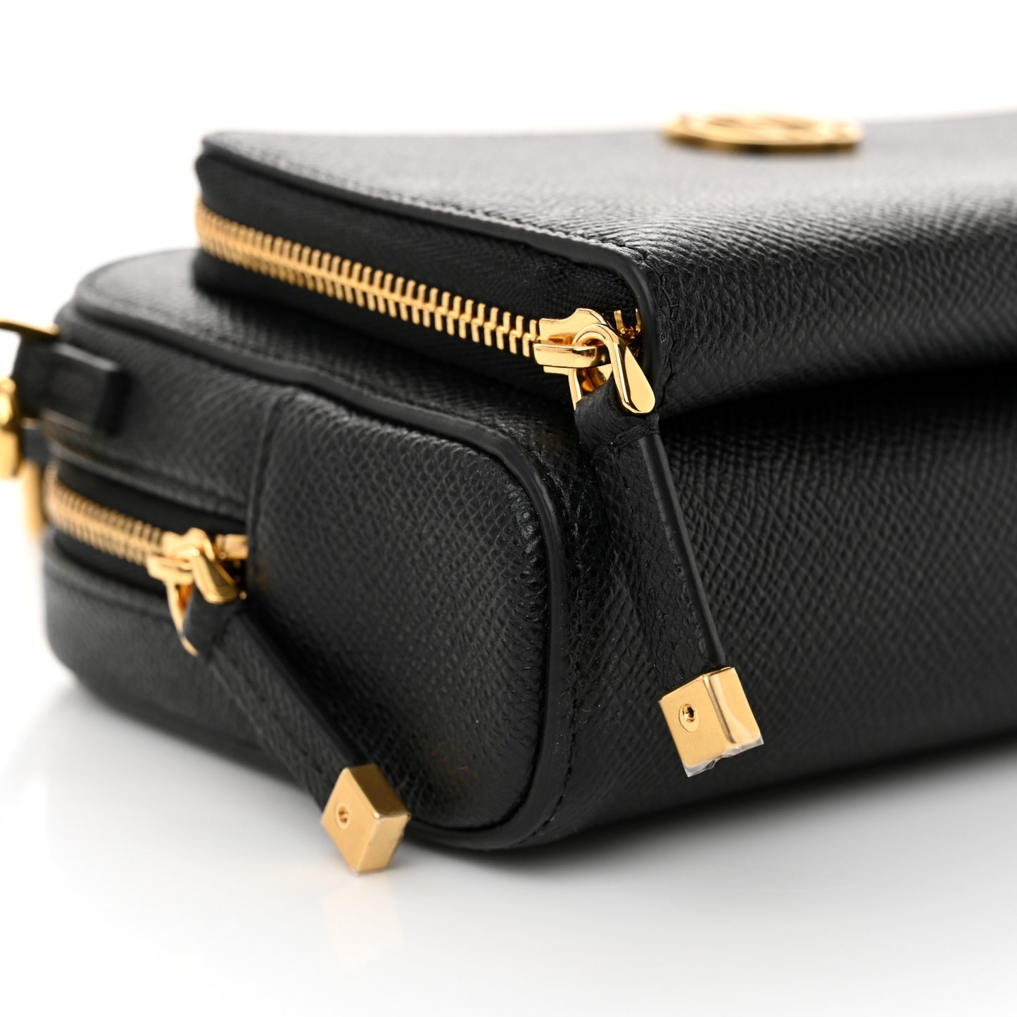 Grained Calfskin Caro Double Pouch Black