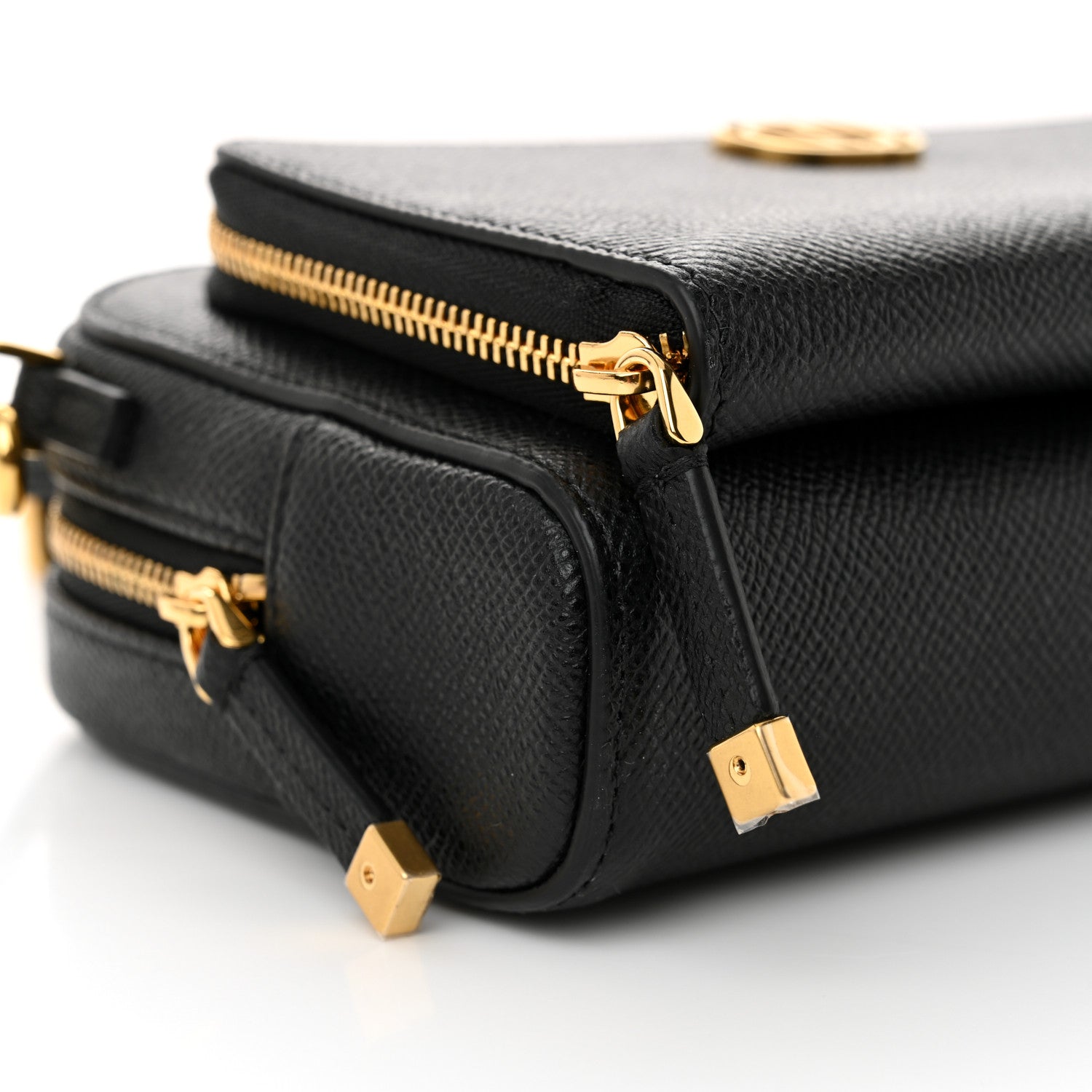 Christian Dior Grained Calfskin Caro Double Pouch Black 9 of 10