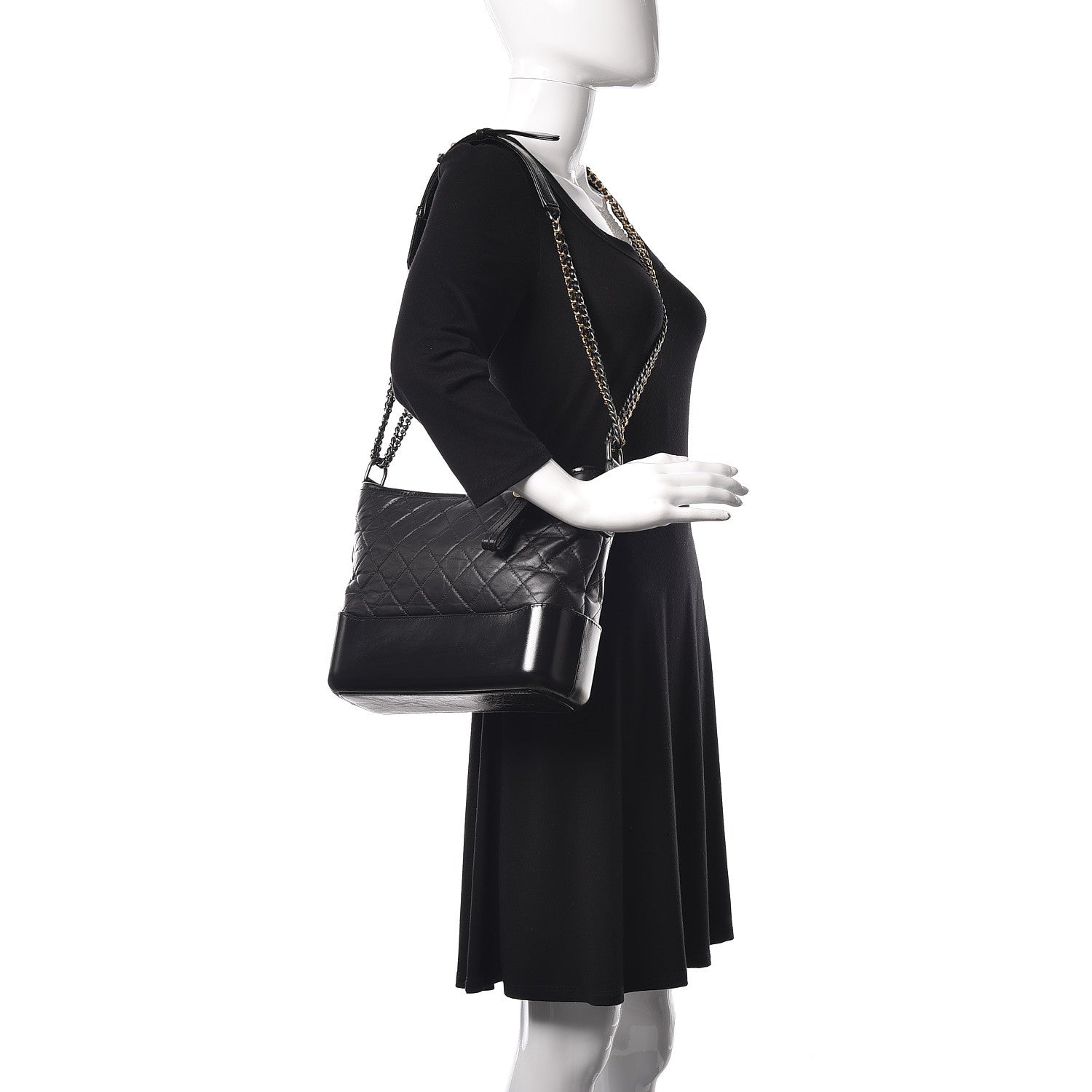 Chanel Aged Calfskin Quilted Medium Gabrielle Hobo Black 2 of 11