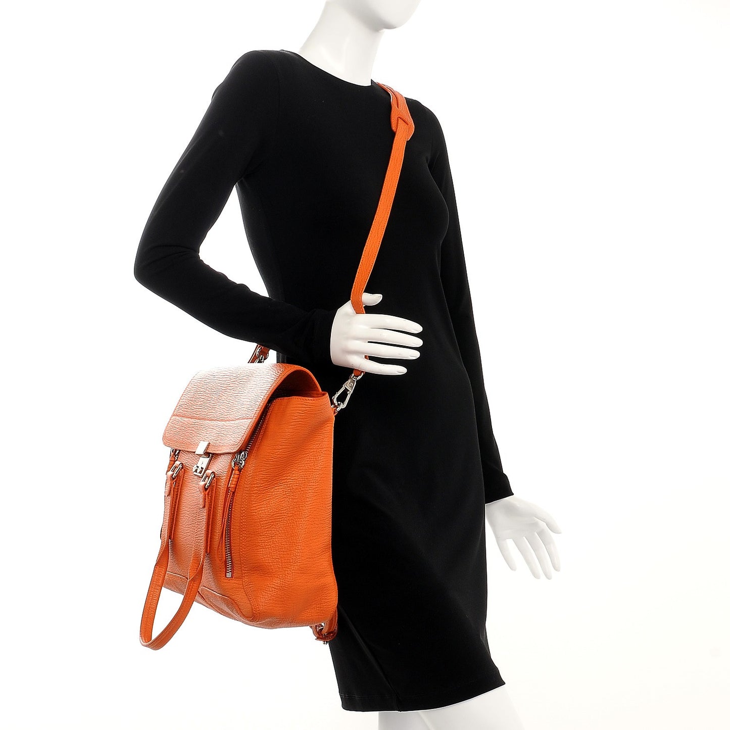 3.1 Textured Calfskin Large Pashli Satchel Mandarin