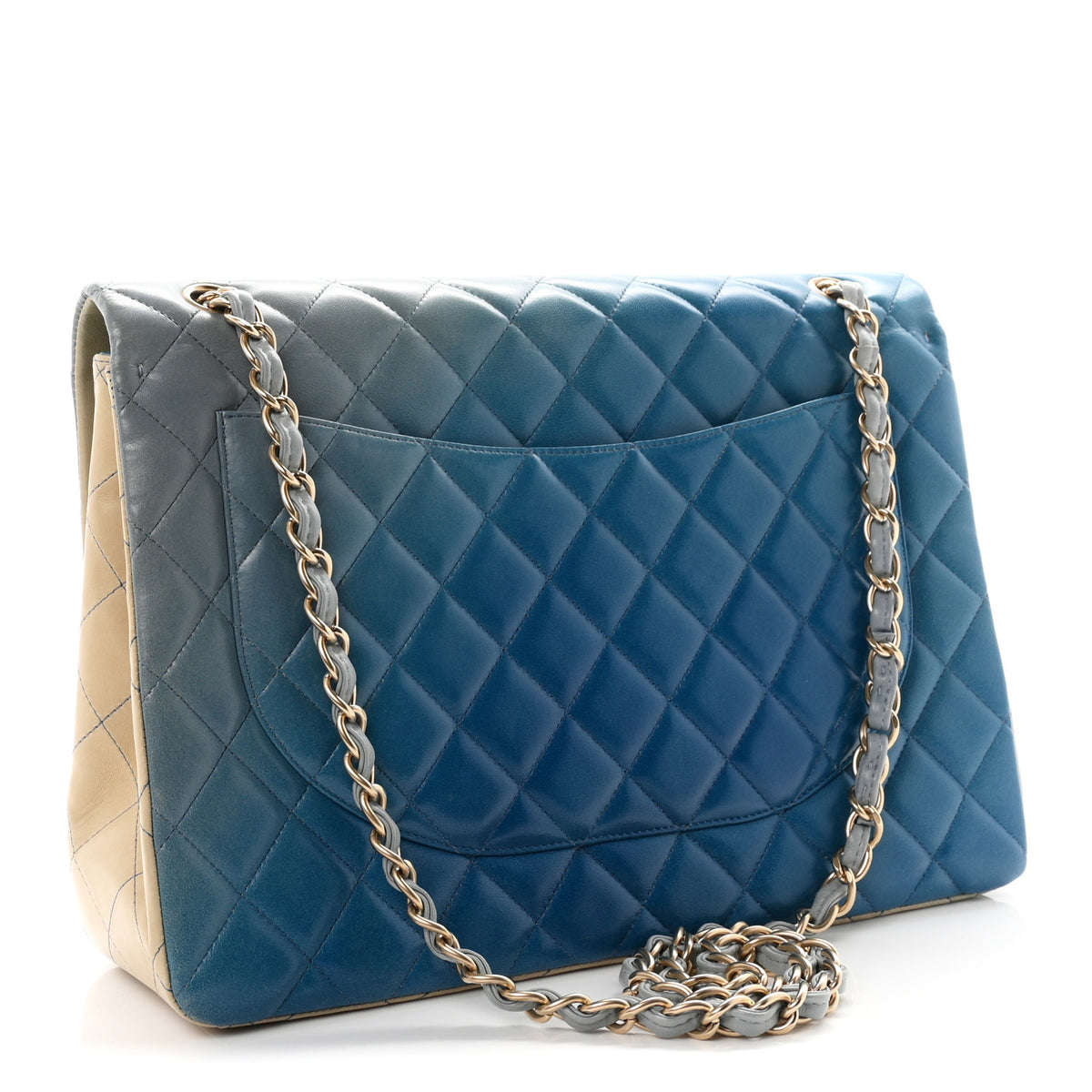 Chanel Lambskin Degrade Quilted Maxi Single Flap Light Blue 3 of 10