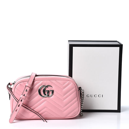 Gucci Calfskin Matelasse Small GG Marmont Chain Shoulder Bag Wild Rose 10 of 10