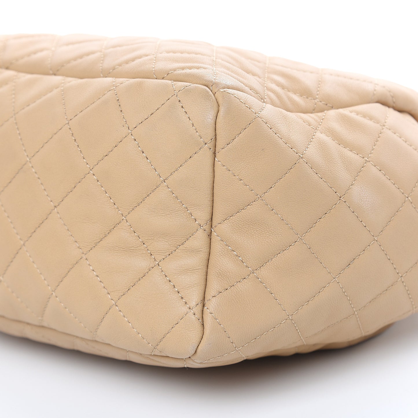 Lambskin Quilted Small CC Chain Bucket Bag Beige