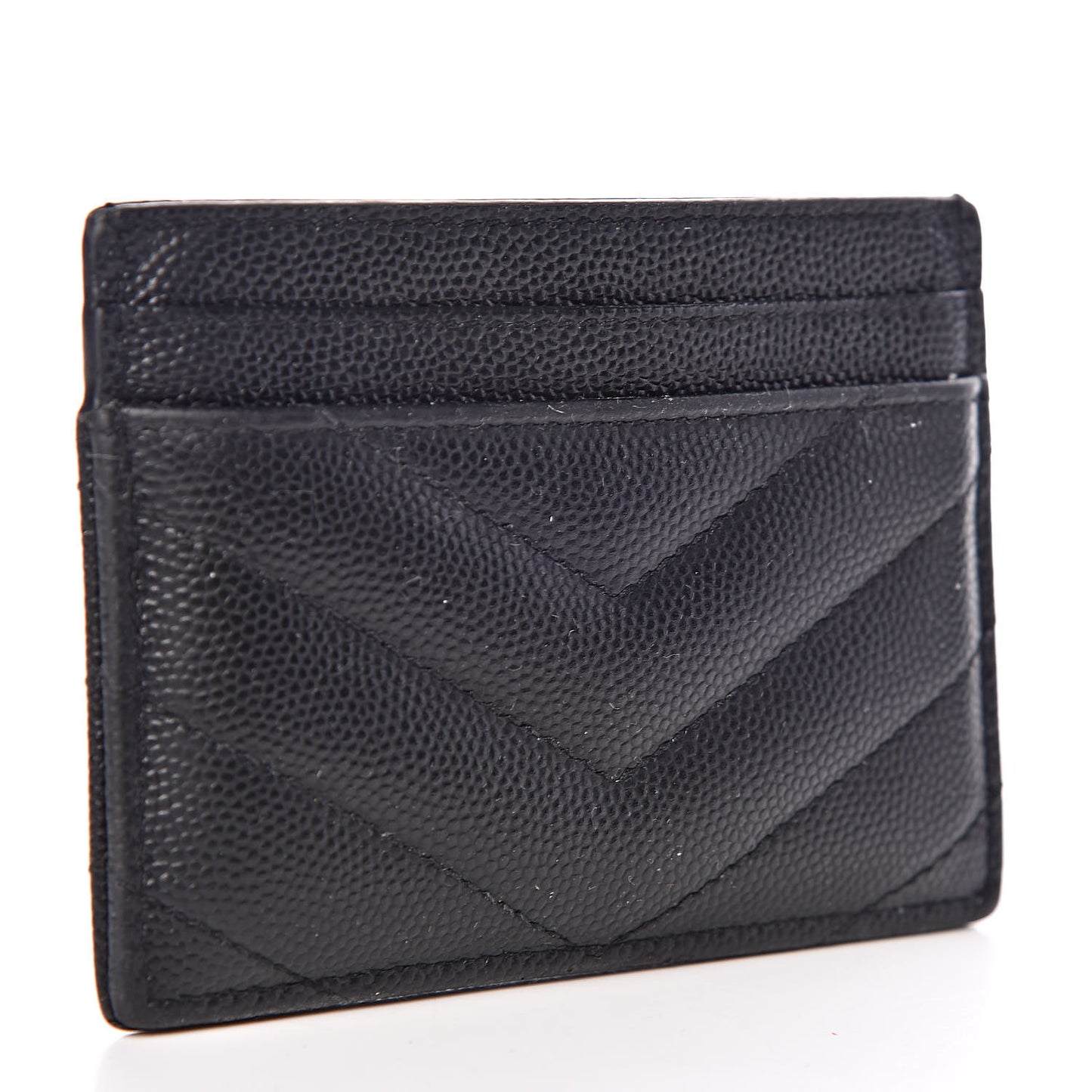Grain De Poudre Matelasse Chevron Monogram Credit Card Case Black