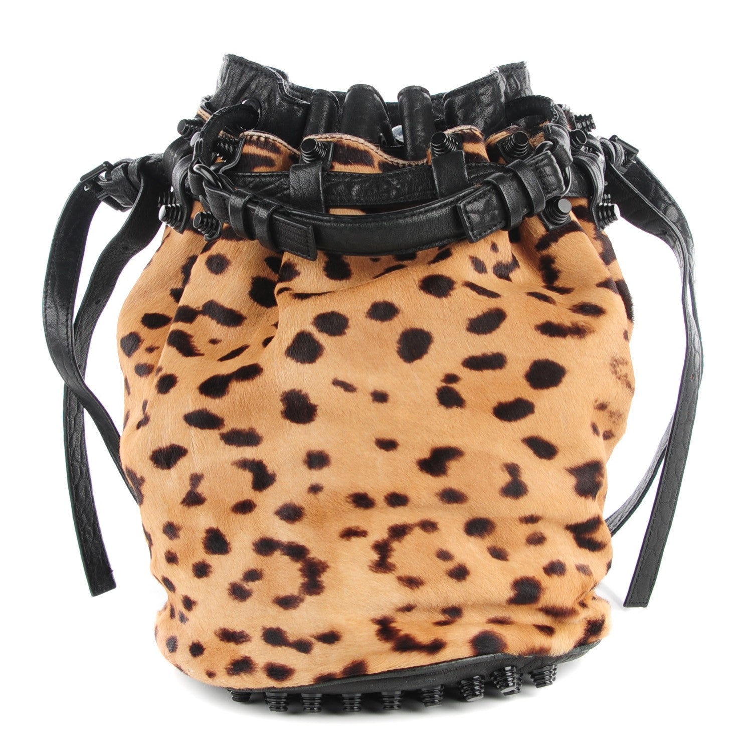 Alexander Wang Pebbled Lambskin Pony Hair Leopard Diego Bag Black 1 of 7