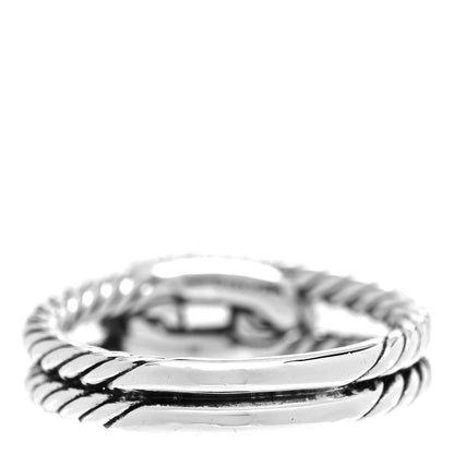 David Yurman Sterling Silver Diamond Pave Petite Single Loop Labyrinth Ring 52 6 3 of 4