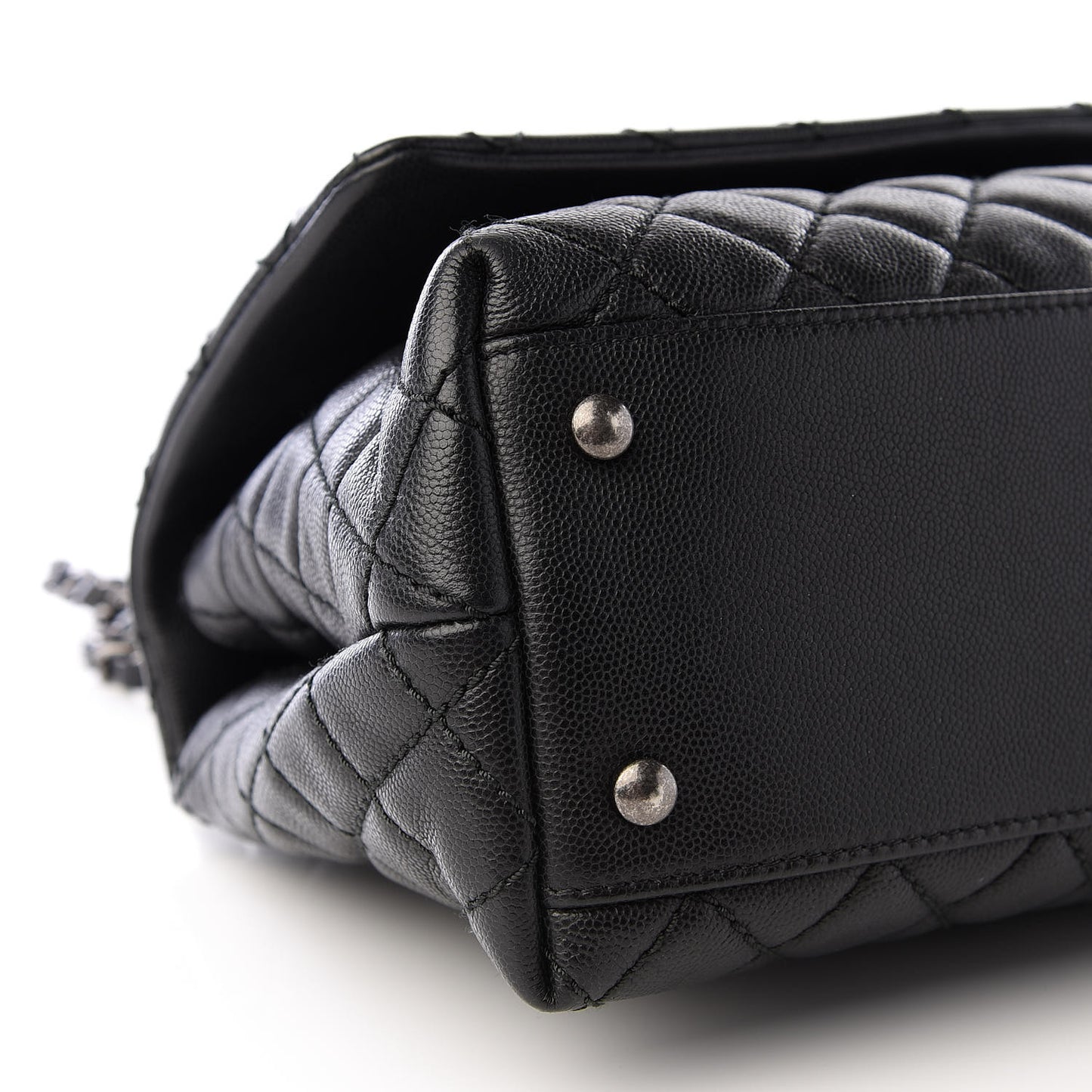 Caviar Quilted Small Coco Handle Flap Black