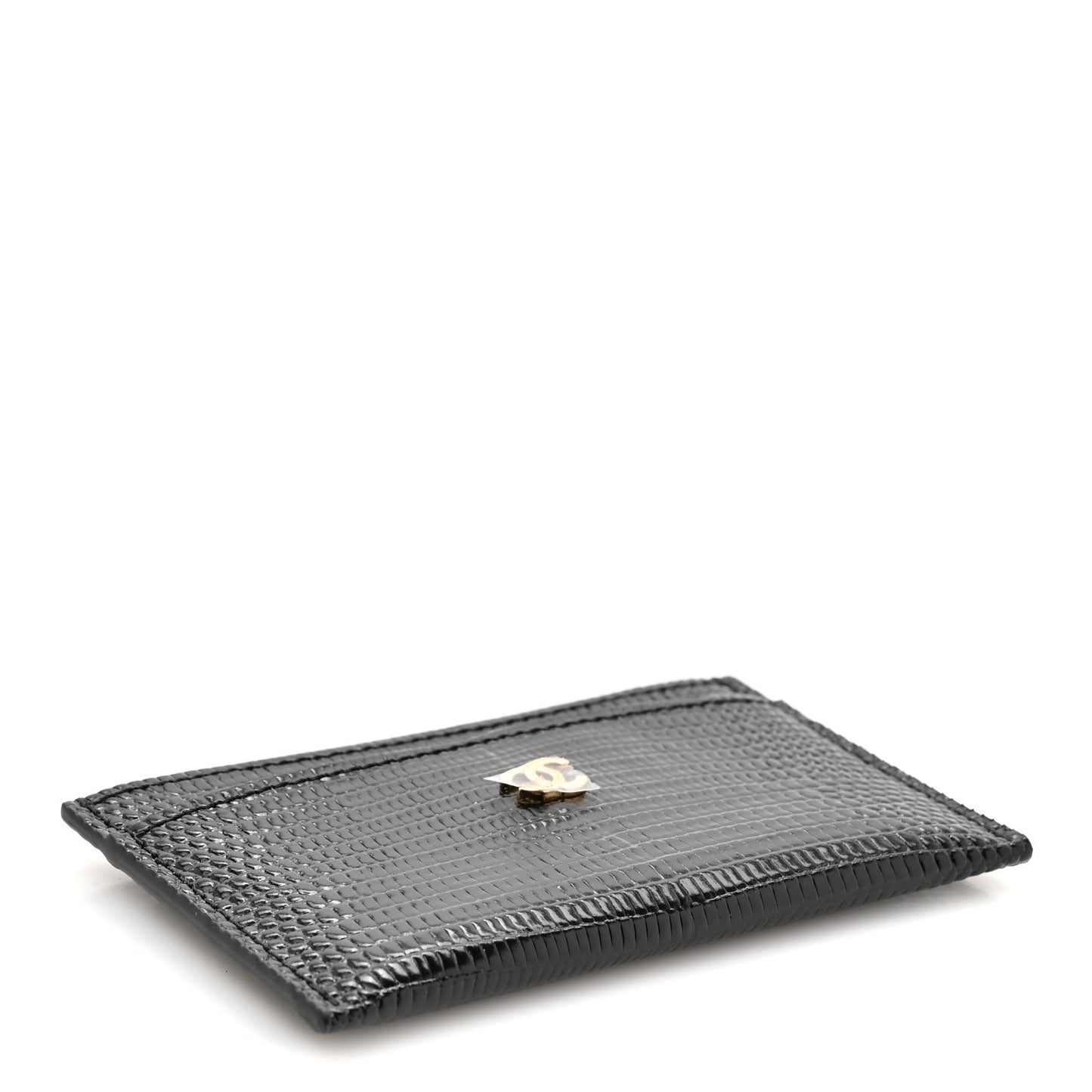 Calfskin Lizard Embossed Card Holder Black