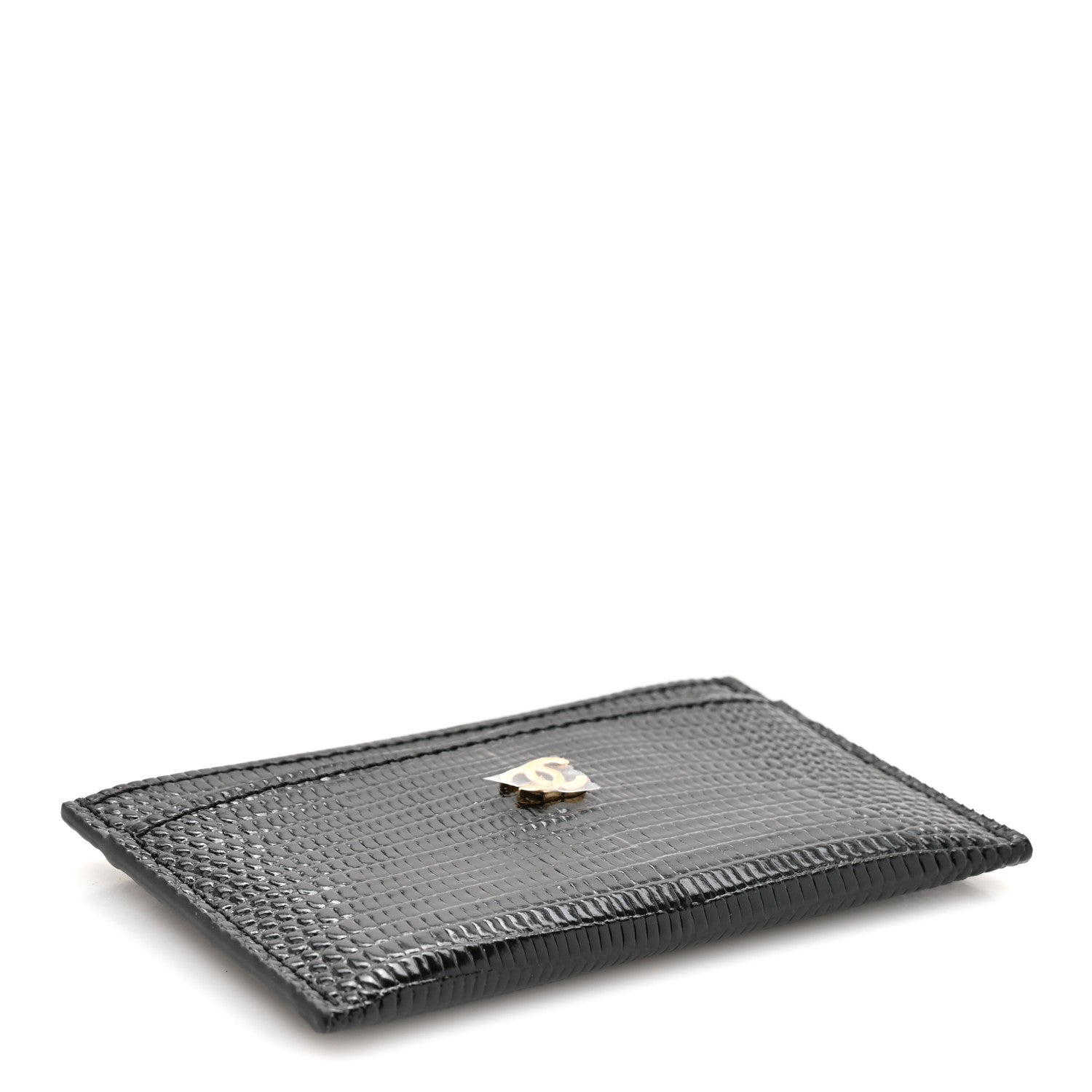Chanel Calfskin Lizard Embossed Card Holder Black 4 of 8