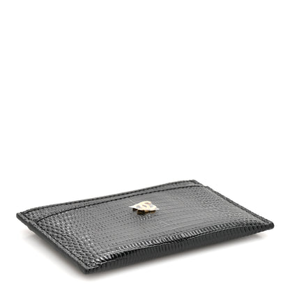 Chanel Calfskin Lizard Embossed Card Holder Black 4 of 8