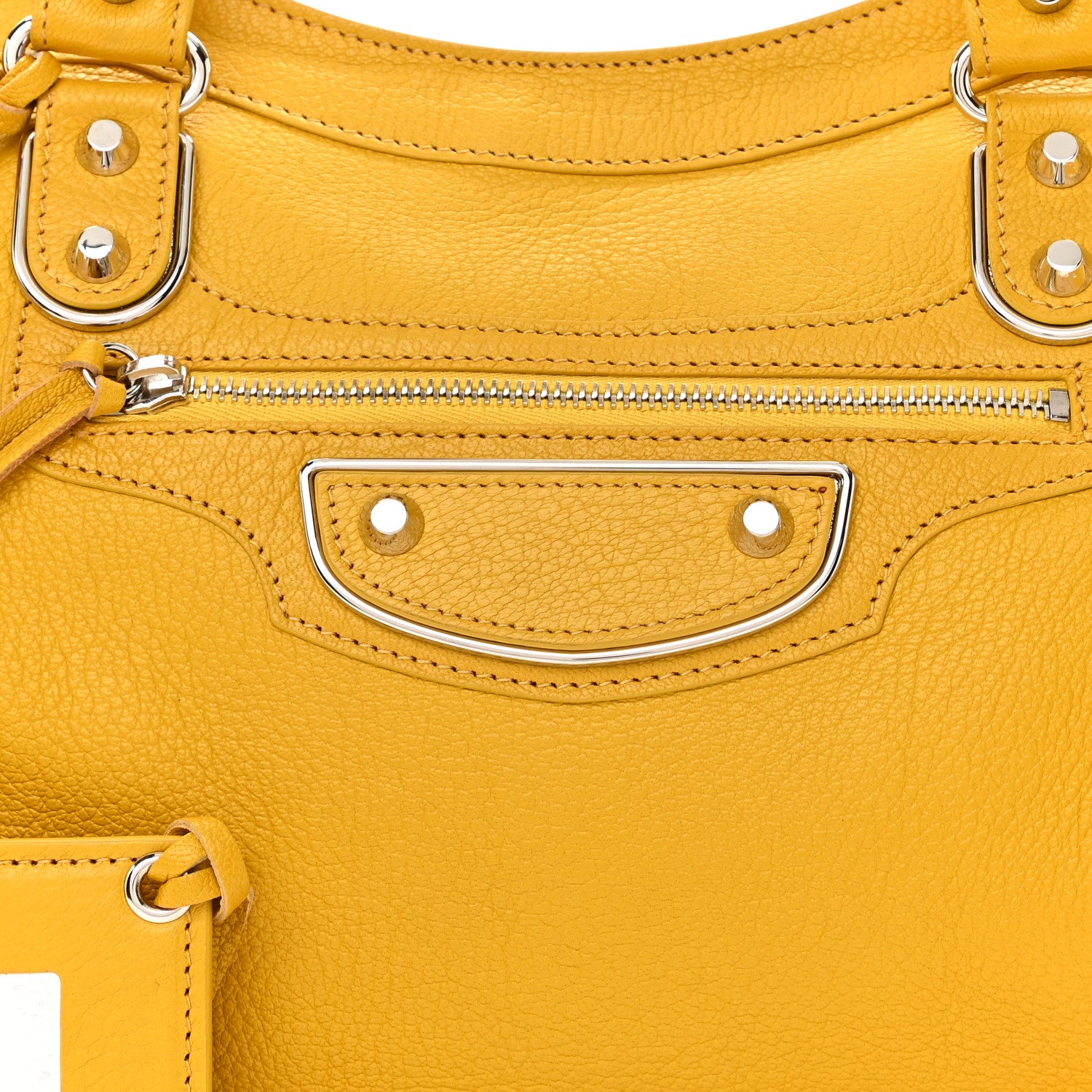 Balenciaga Chevre Silver Metallic Edge Hardware City Jaune Epi 8 of 10