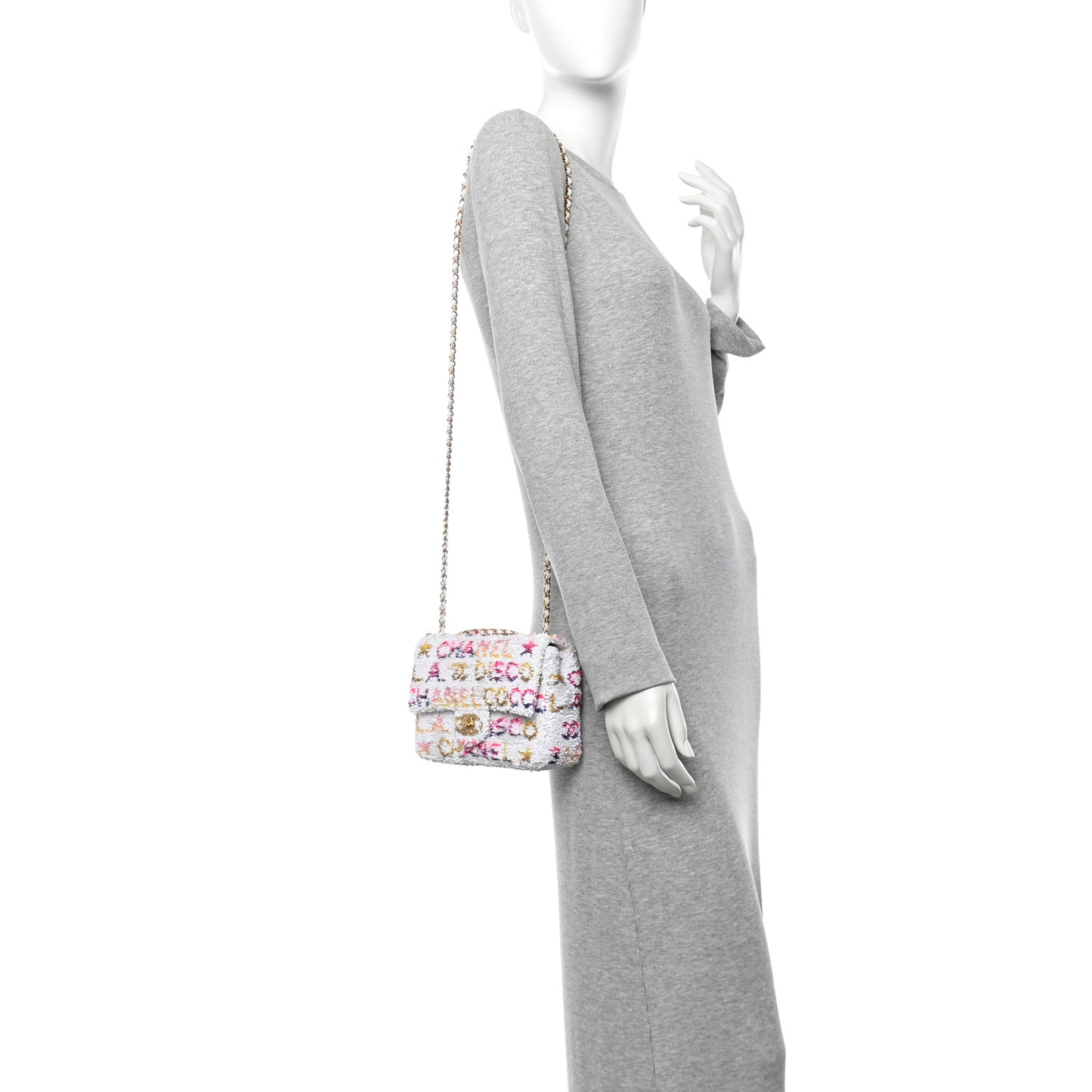 Sequin Logo CC Small Single Flap White Multicolor