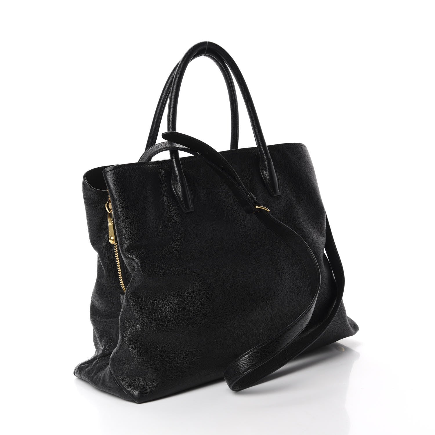 Miu Miu Goatskin Madras Top Handle Tote Black 3 of 12