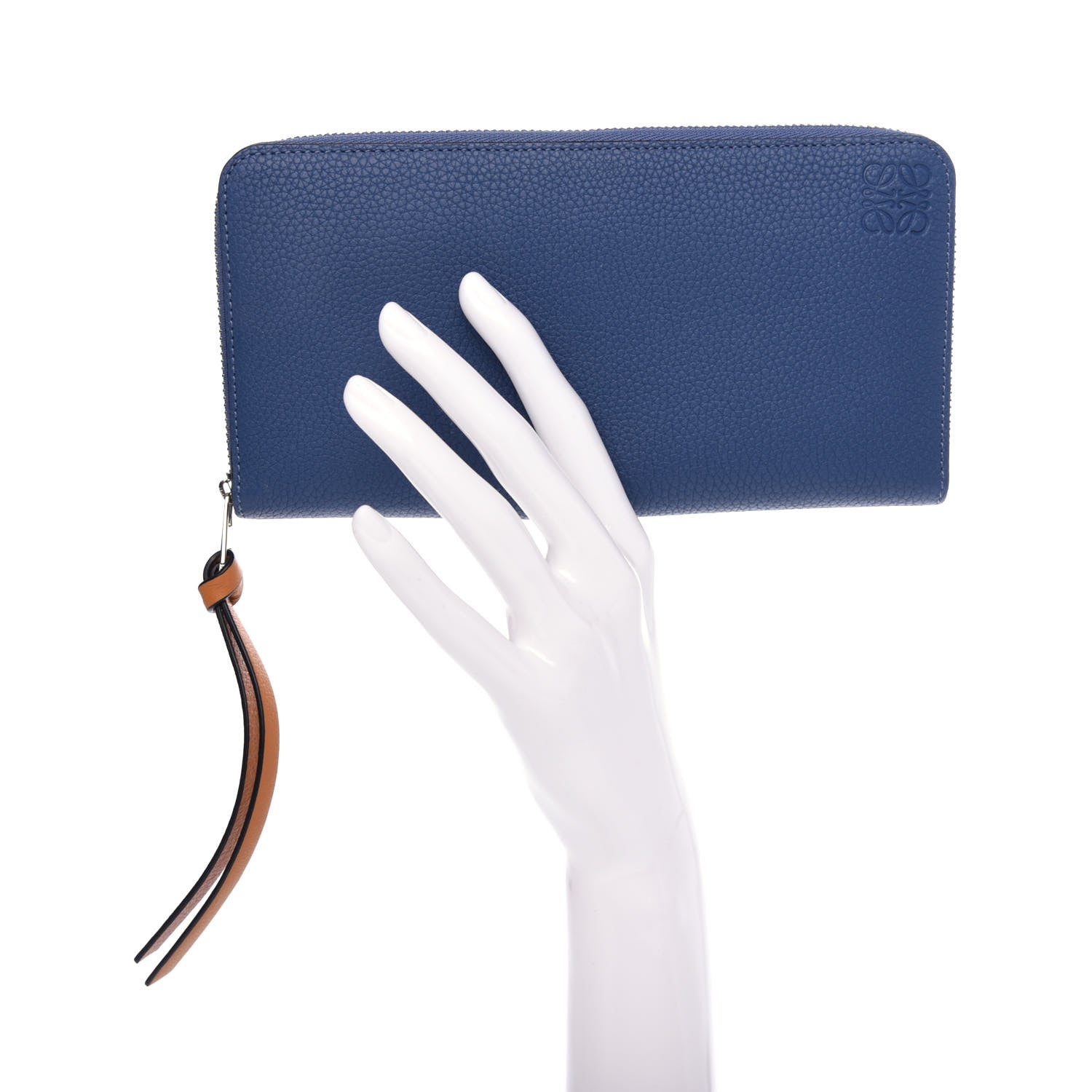 Loewe Grained Calfskin Zip Around Wallet Varsity Blue Honey 2 of 8