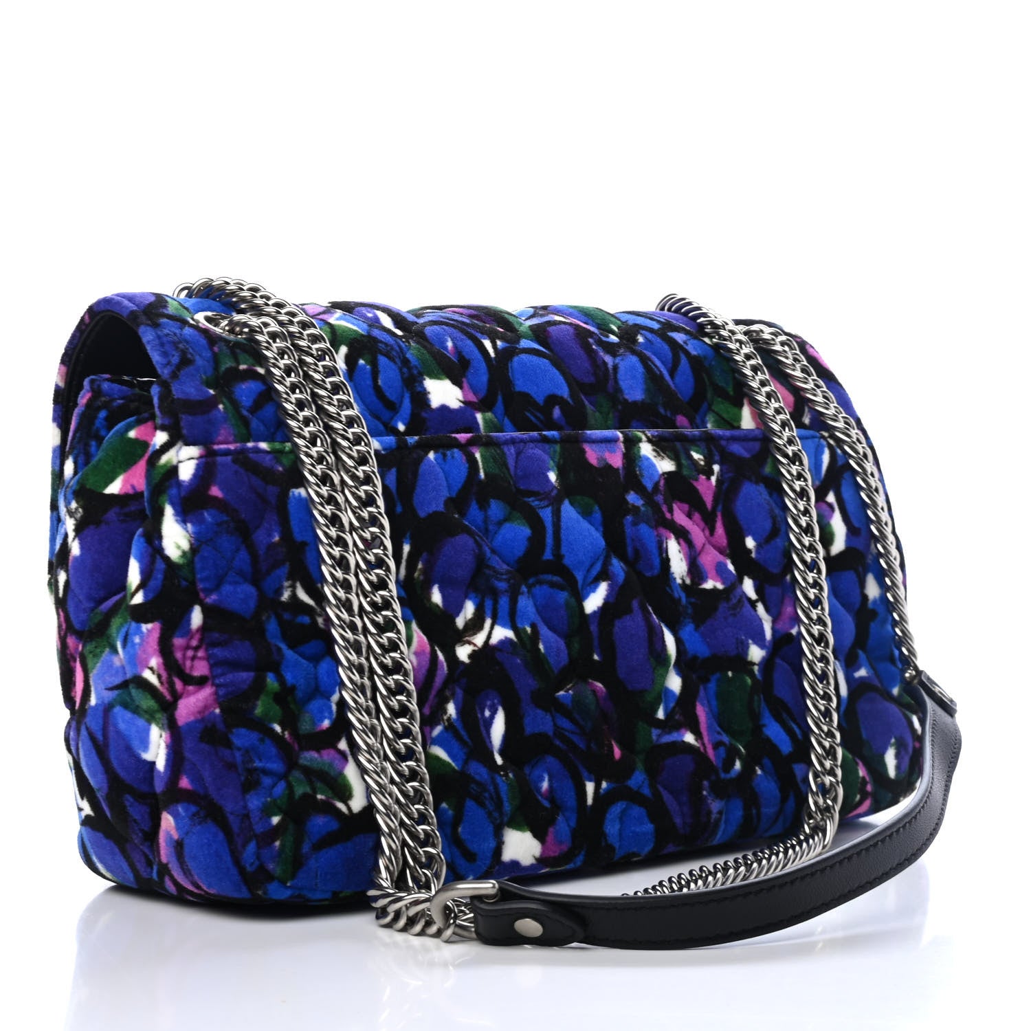 Balenciaga Velvet Floral Quilted M BB Round Shoulder Bag Blue 2 of 4