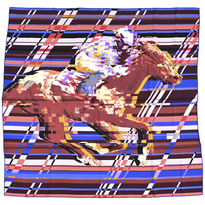 Hermes Silk Photo Finish Scarf 90 Marron Bleu Rose 1 of 3