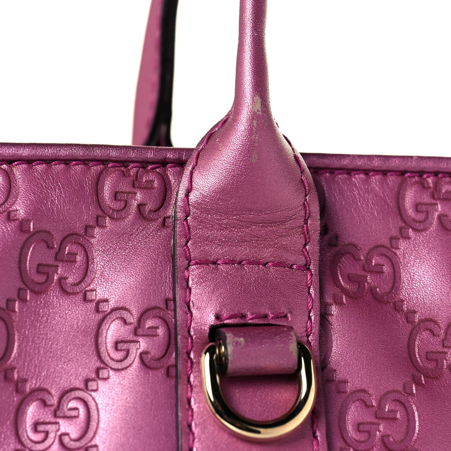 Gucci Metallic Soft Guccissima Large Heart Bit Charm Top Handle Tote Fresia Rose 24 of 26