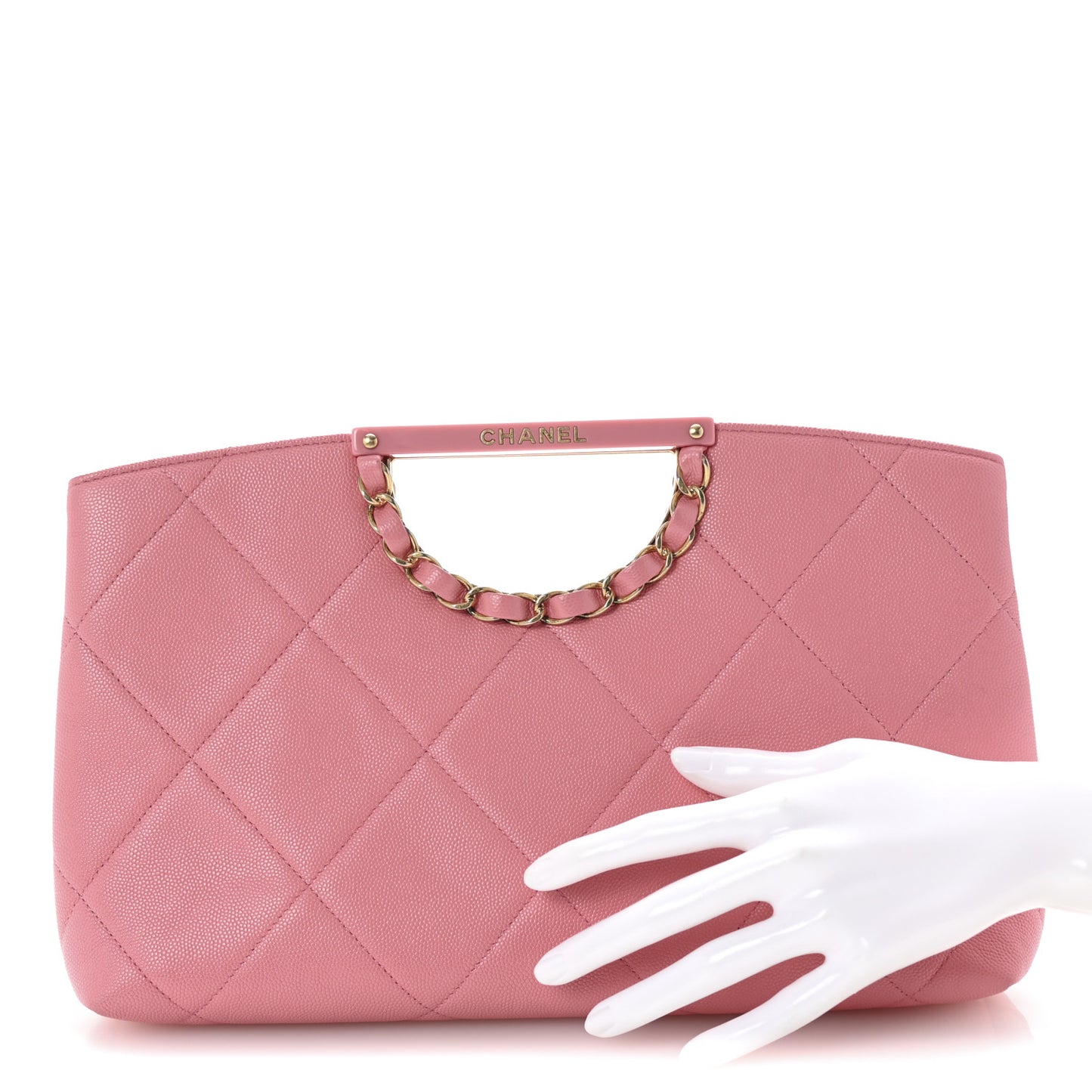 Caviar Quilted A Real Catch Clutch Pink