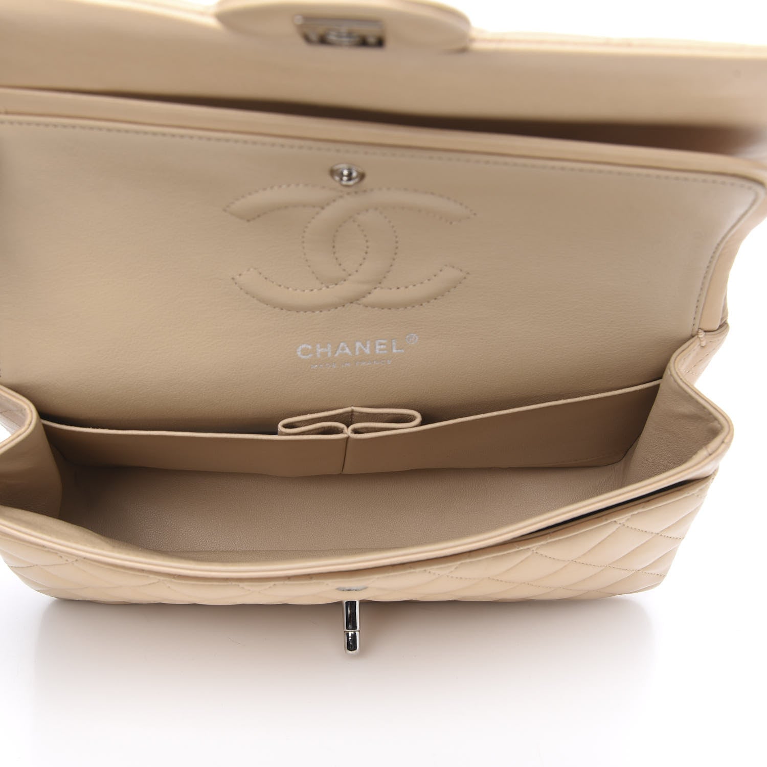 Chanel Lambskin Quilted Medium Double Flap Beige 5 of 16