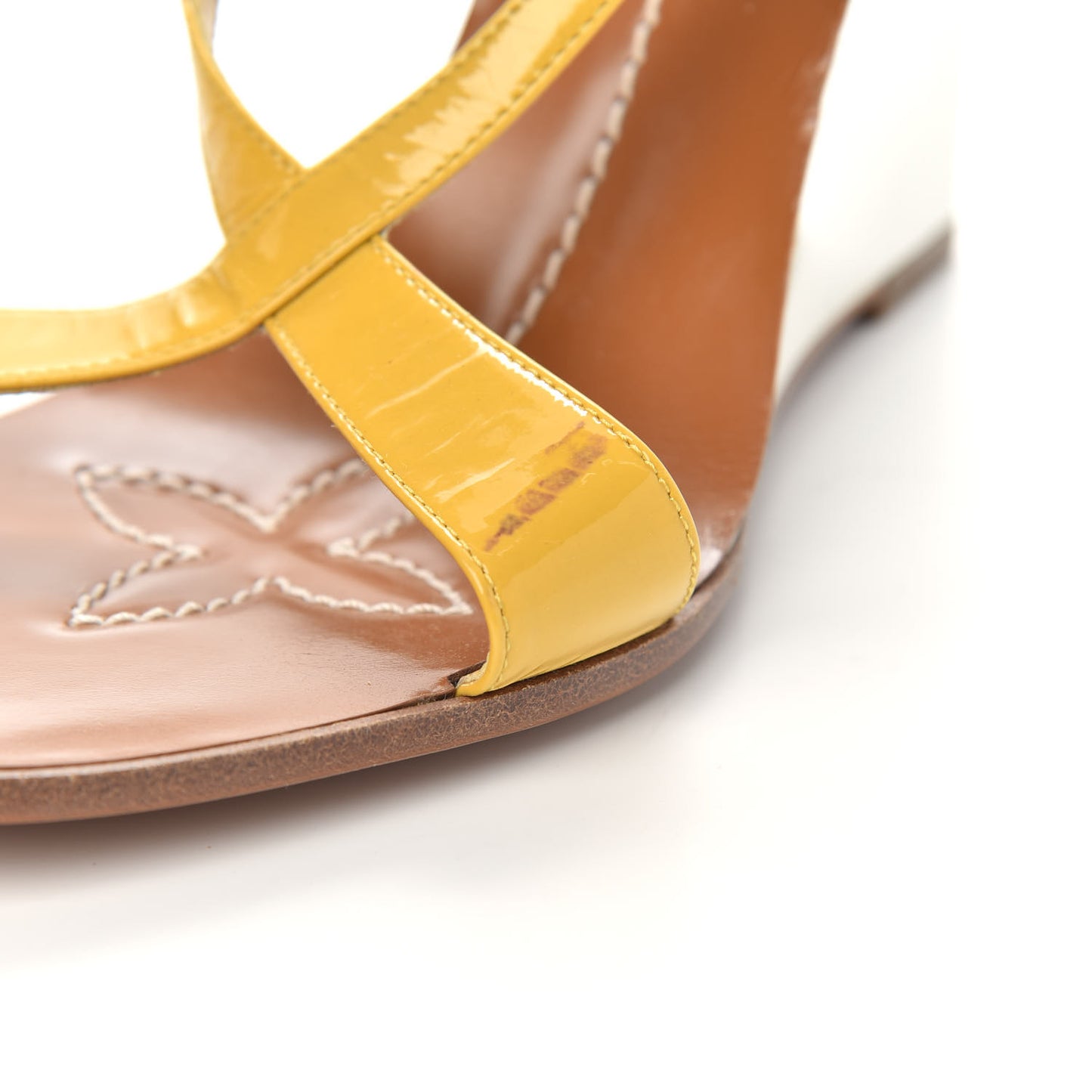 Patent Wedge Sandals 39.5 Yellow