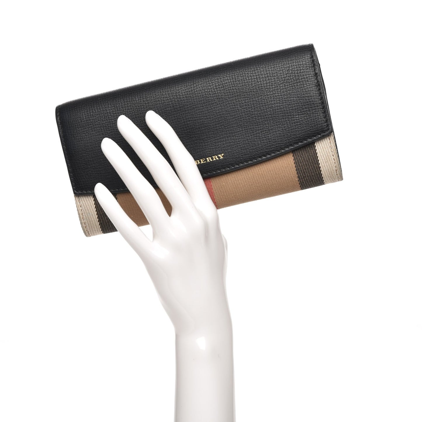 Calfskin House Check Porter Continental Wallet Black