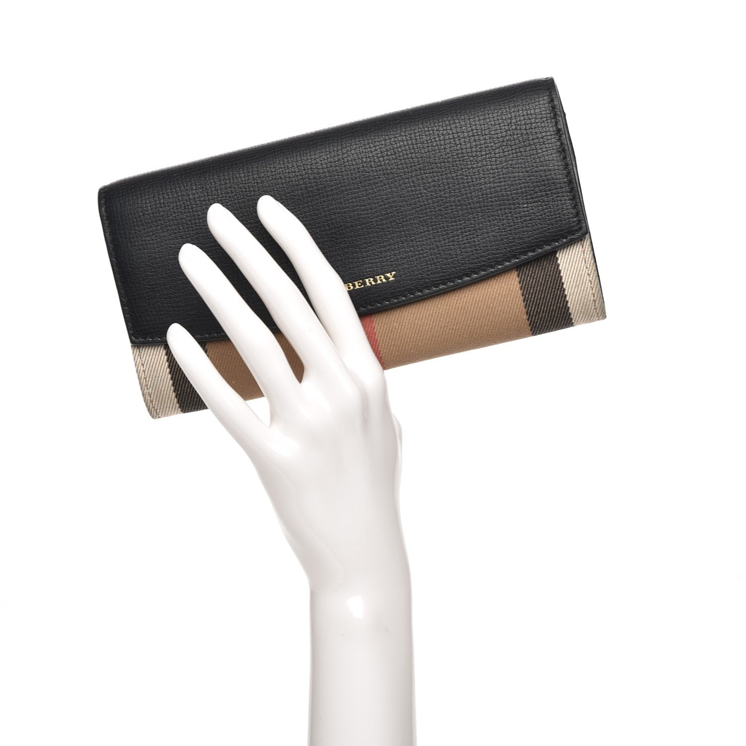 Burberry Calfskin House Check Porter Continental Wallet Black 2 of 8