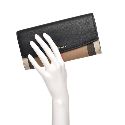 Burberry Calfskin House Check Porter Continental Wallet Black 2 of 8