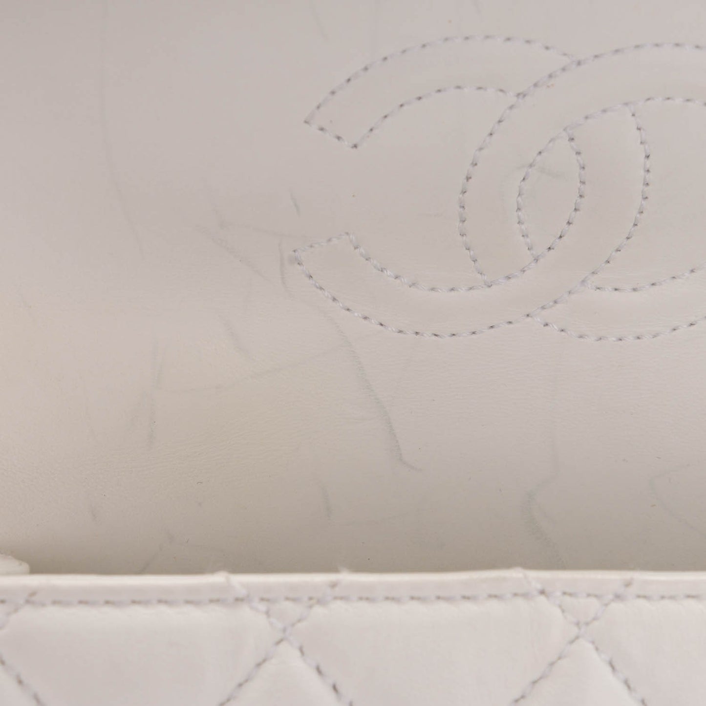 Lambskin Quilted Bekko Resin Mini Square Flap White